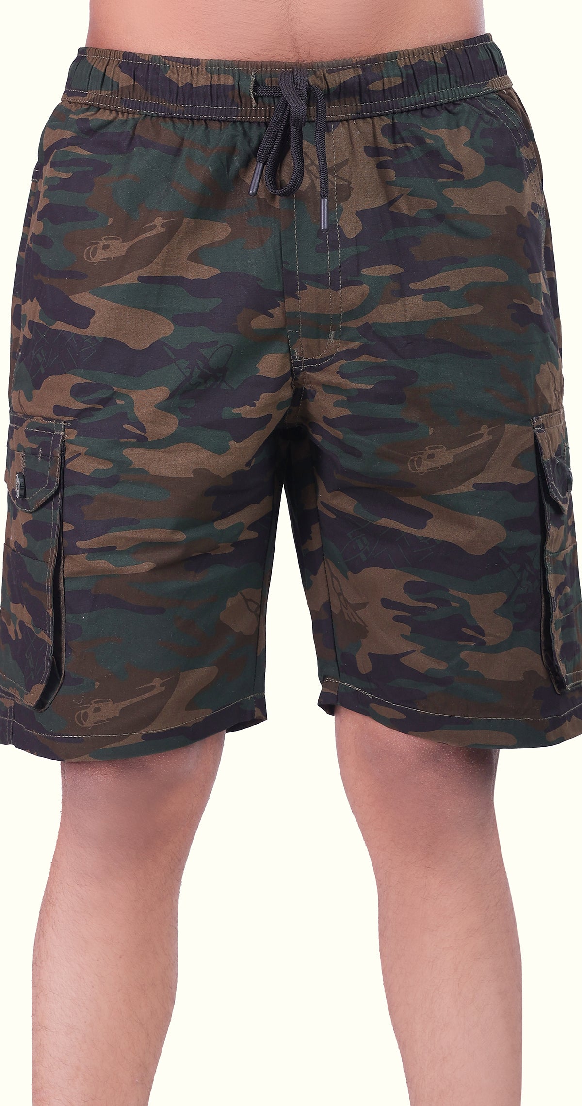 Men's Green Easy Breezy Bermuda Military Print Comfort Cotton