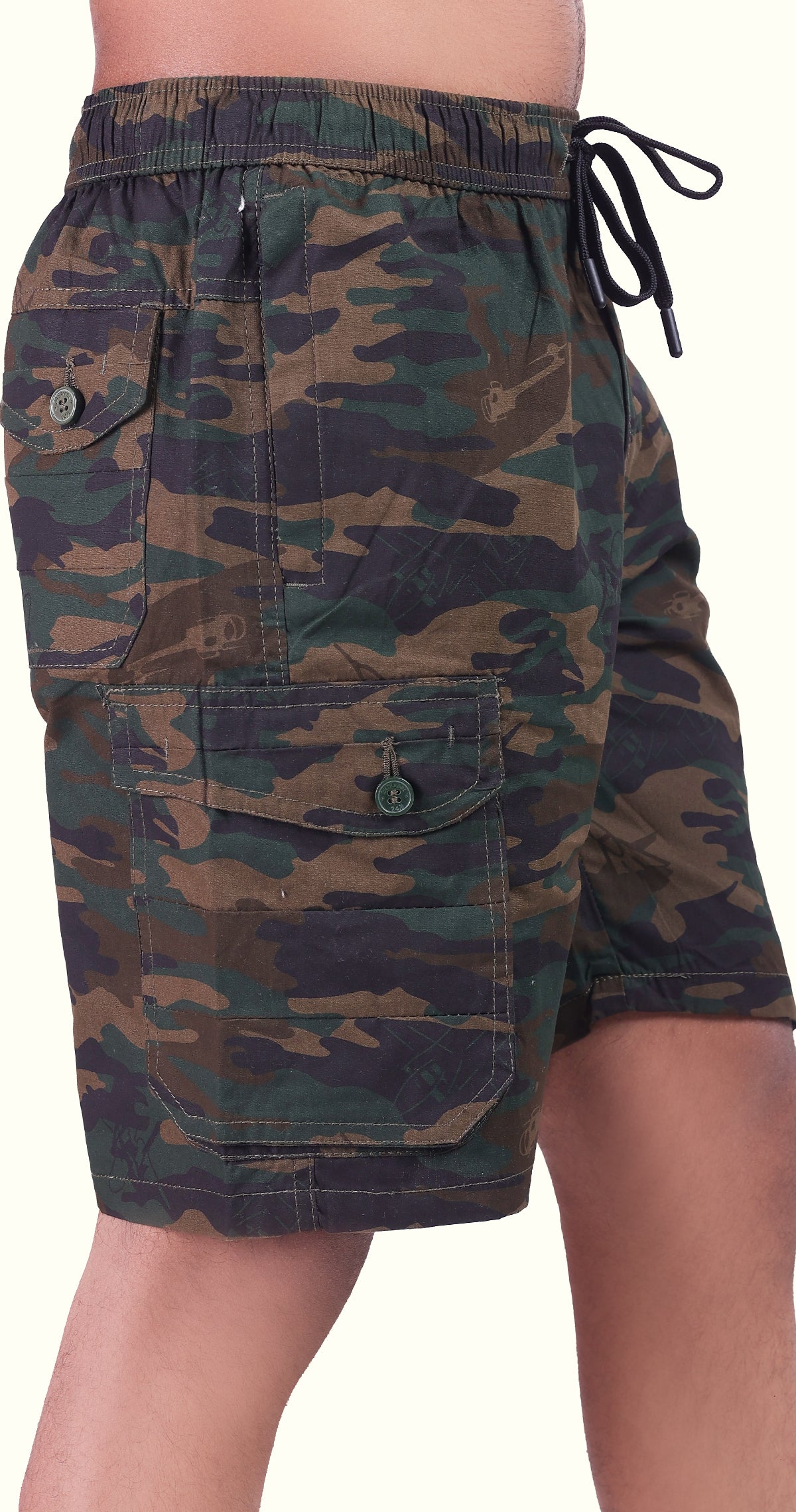 Men's Green Easy Breezy Bermuda Military Print Comfort Cotton