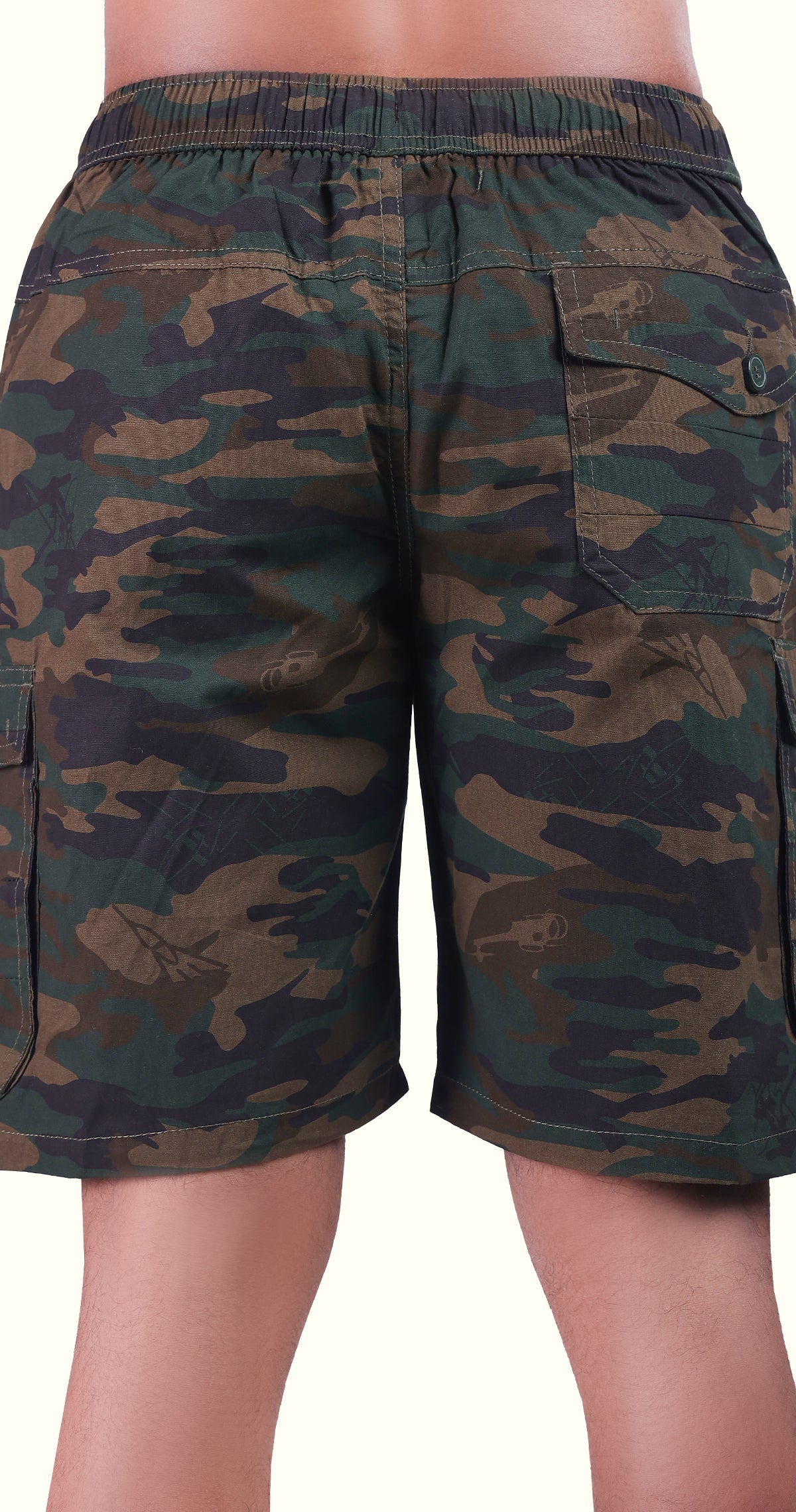 Men's Green Easy Breezy Bermuda Military Print Comfort Cotton
