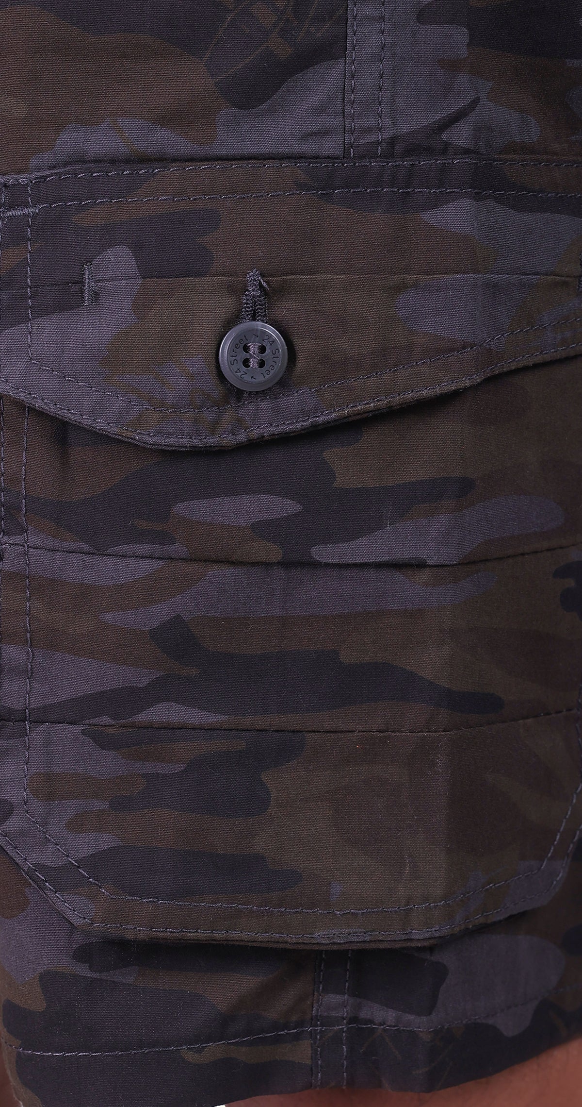 Men's Dark Grey Easy Breezy Bermuda Military Print Comfort Cotton