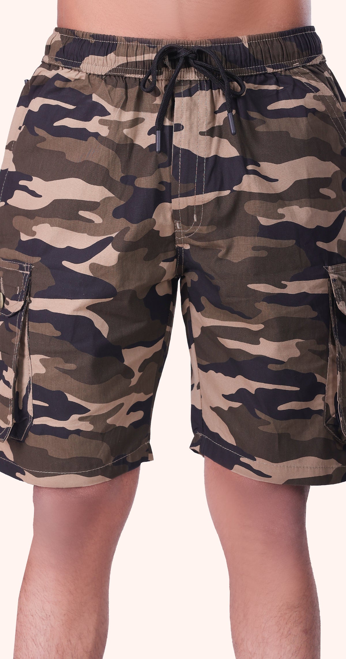 Men's Brown Easy Breezy Bermuda Military Print Comfort Cotton