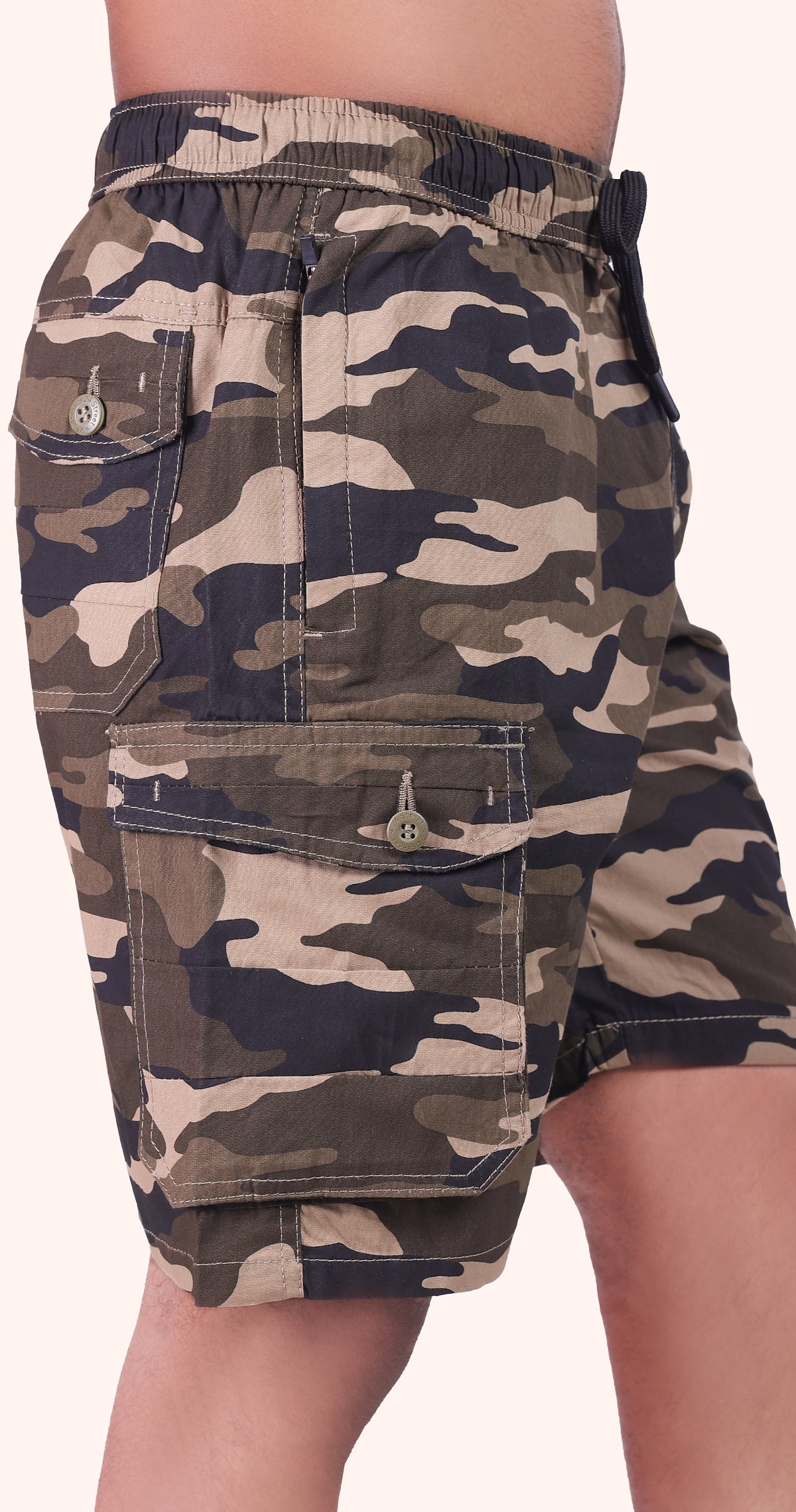 Men's Brown Easy Breezy Bermuda Military Print Comfort Cotton