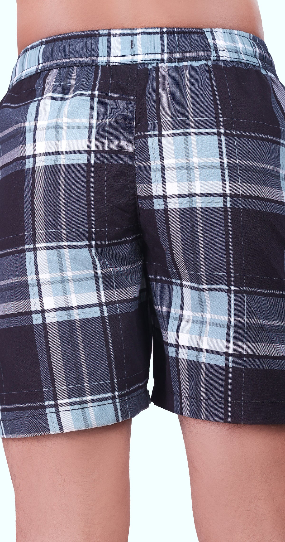 Men's Green Sun Seeker Shorts Check Bermuda Comfort Cotton