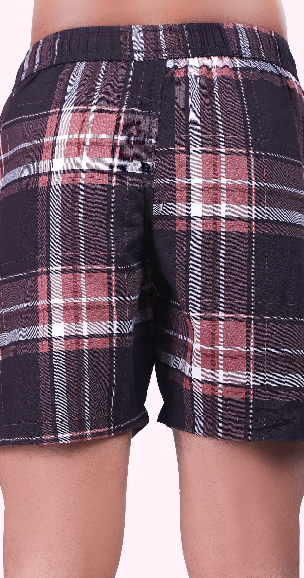 Men's Brown Sun Seeker Shorts Check Bermuda Comfort Cotton