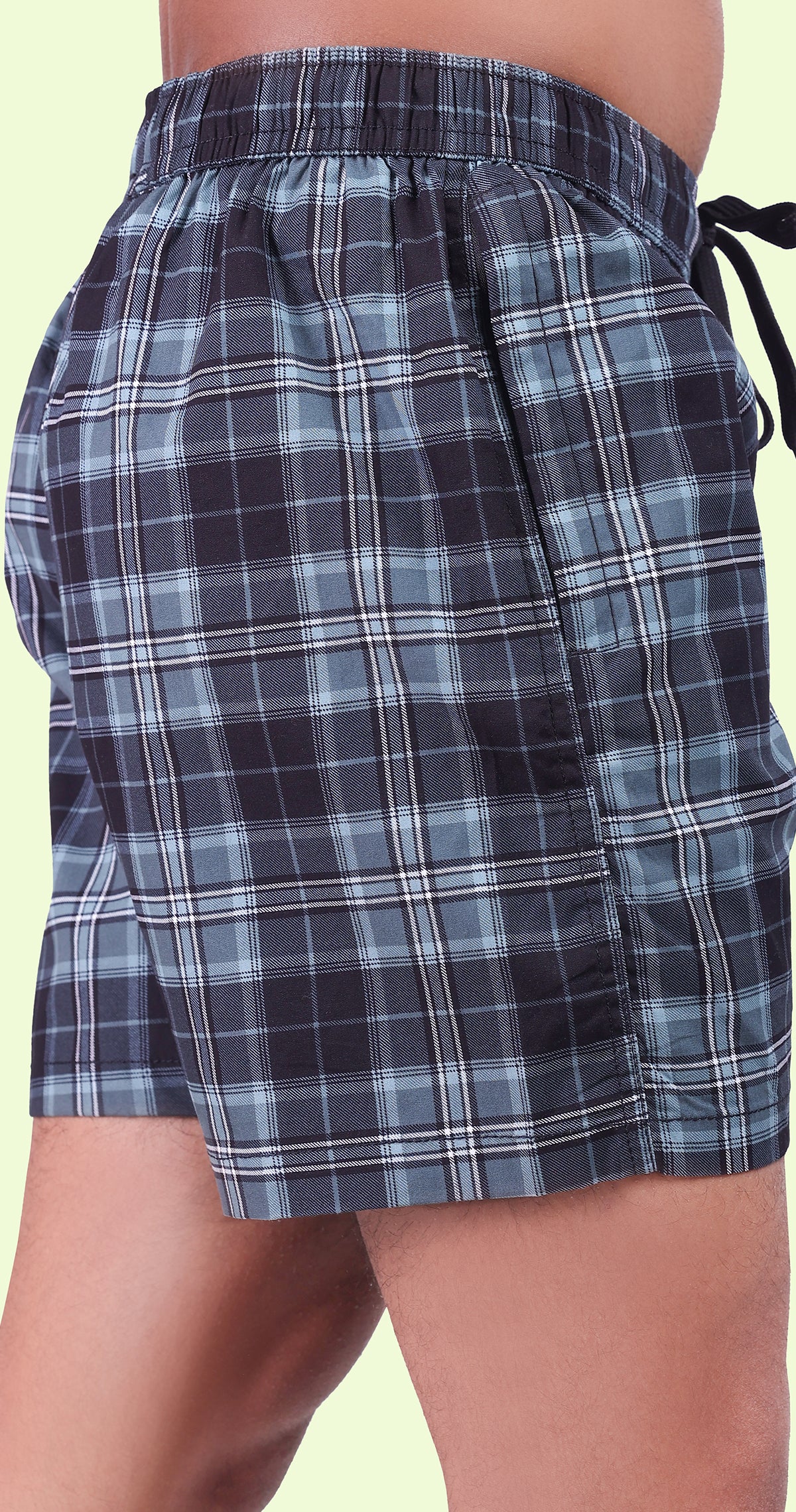 Men's Grey Sun Seeker Shorts Check Bermuda Comfort Cotton