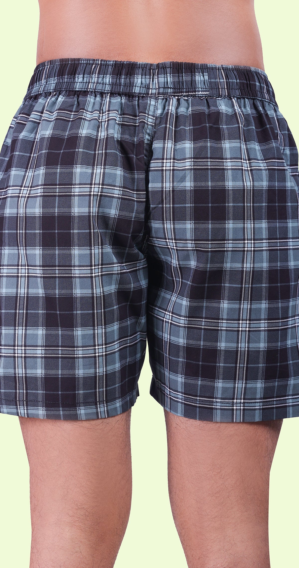 Men's Grey Sun Seeker Shorts Check Bermuda Comfort Cotton