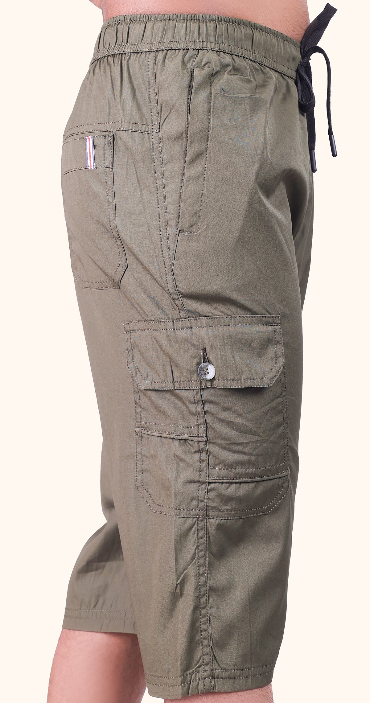 Men's Green Casual Stride Capri Solid Print Comfort Cotton