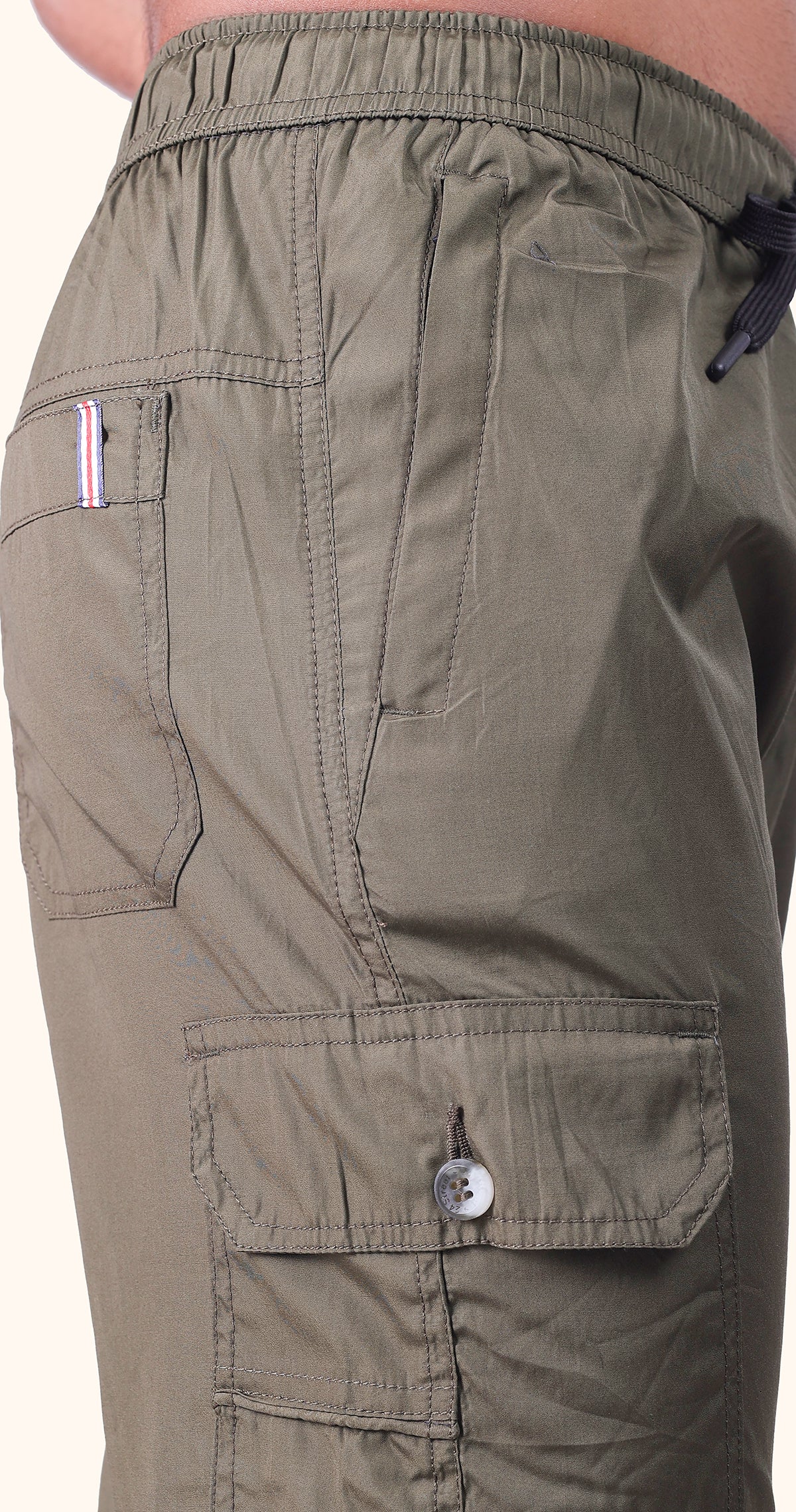 Men's Green Casual Stride Capri Solid Print Comfort Cotton