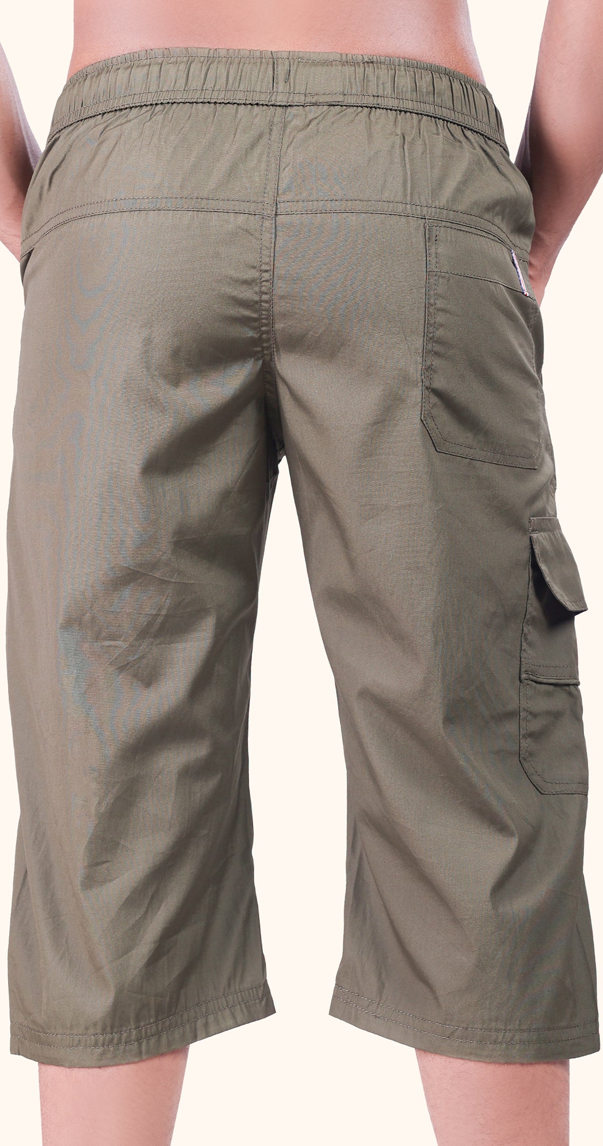 Men's Green Casual Stride Capri Solid Print Comfort Cotton
