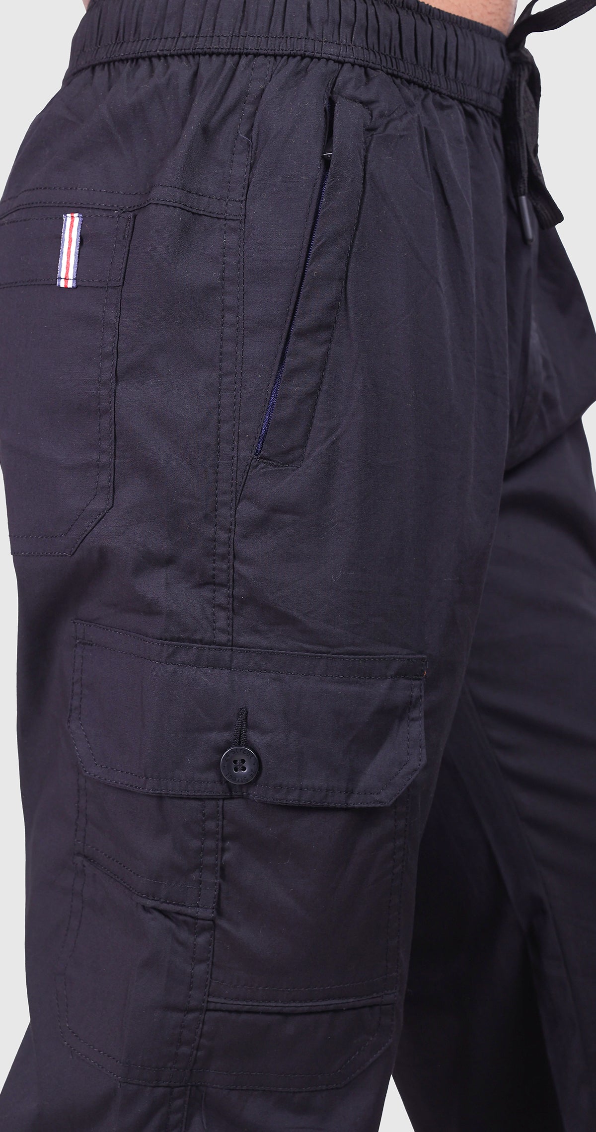 Men's Black Casual Stride Capri Solid Print Comfort Cotton