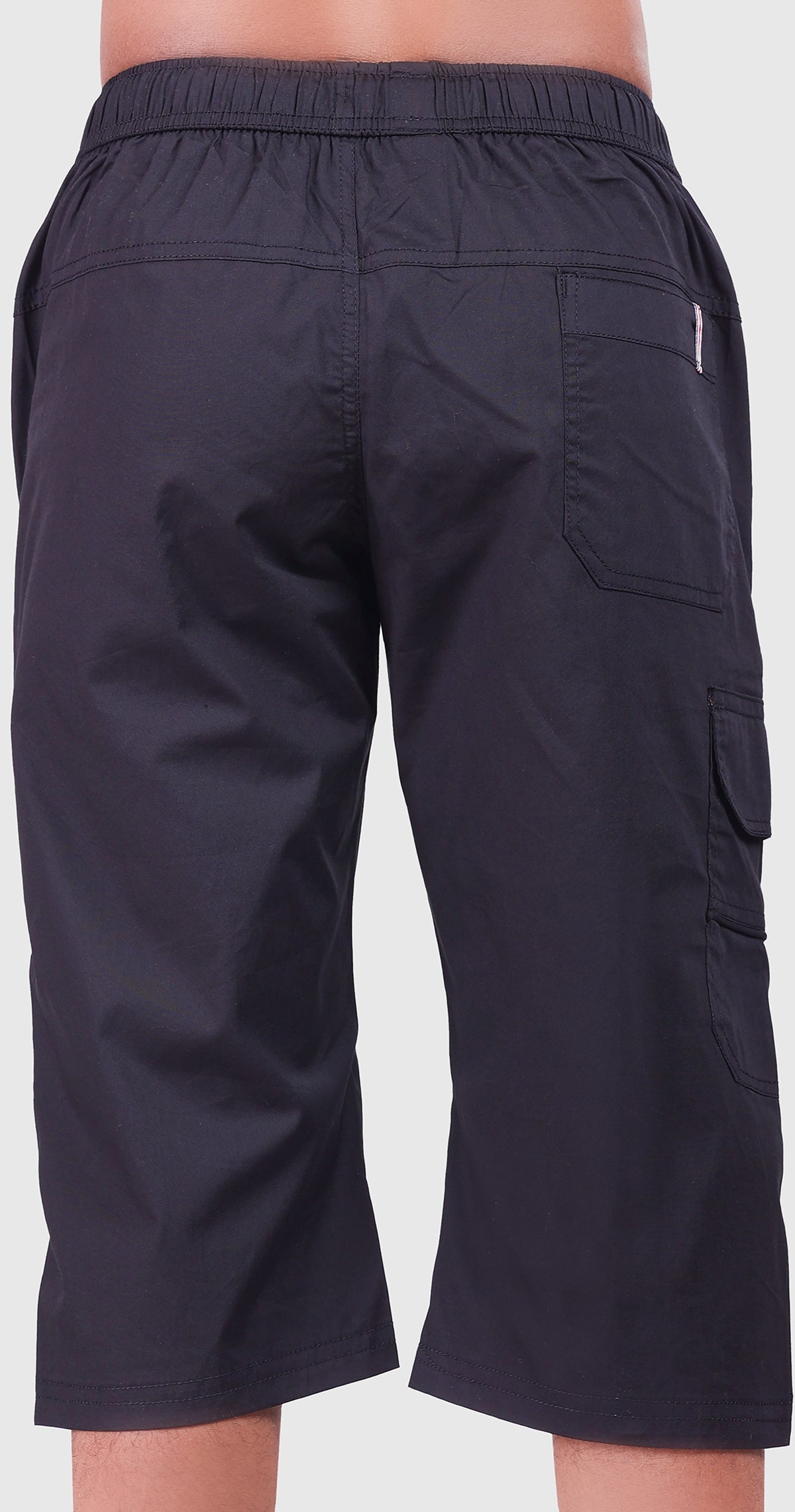 Men's Black Casual Stride Capri Solid Print Comfort Cotton