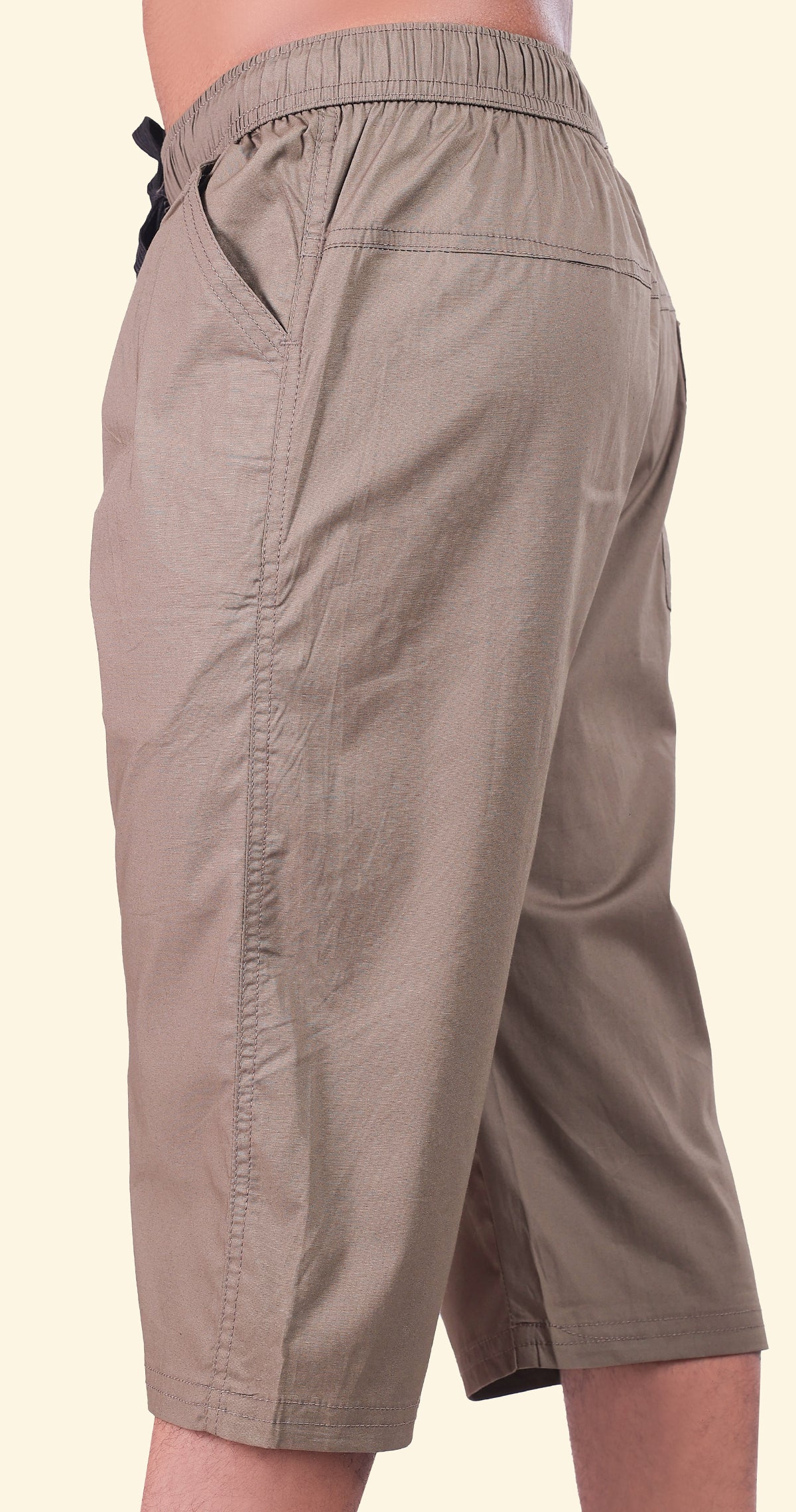 Men's Olive Casual Stride Capri Solid Print Comfort Cotton