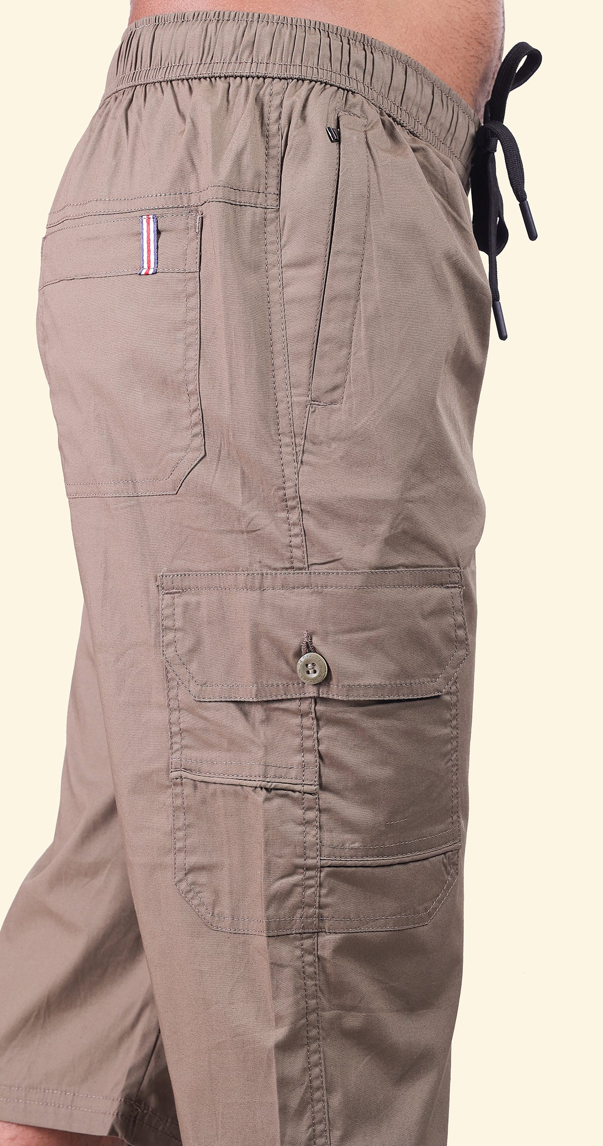Men's Olive Casual Stride Capri Solid Print Comfort Cotton