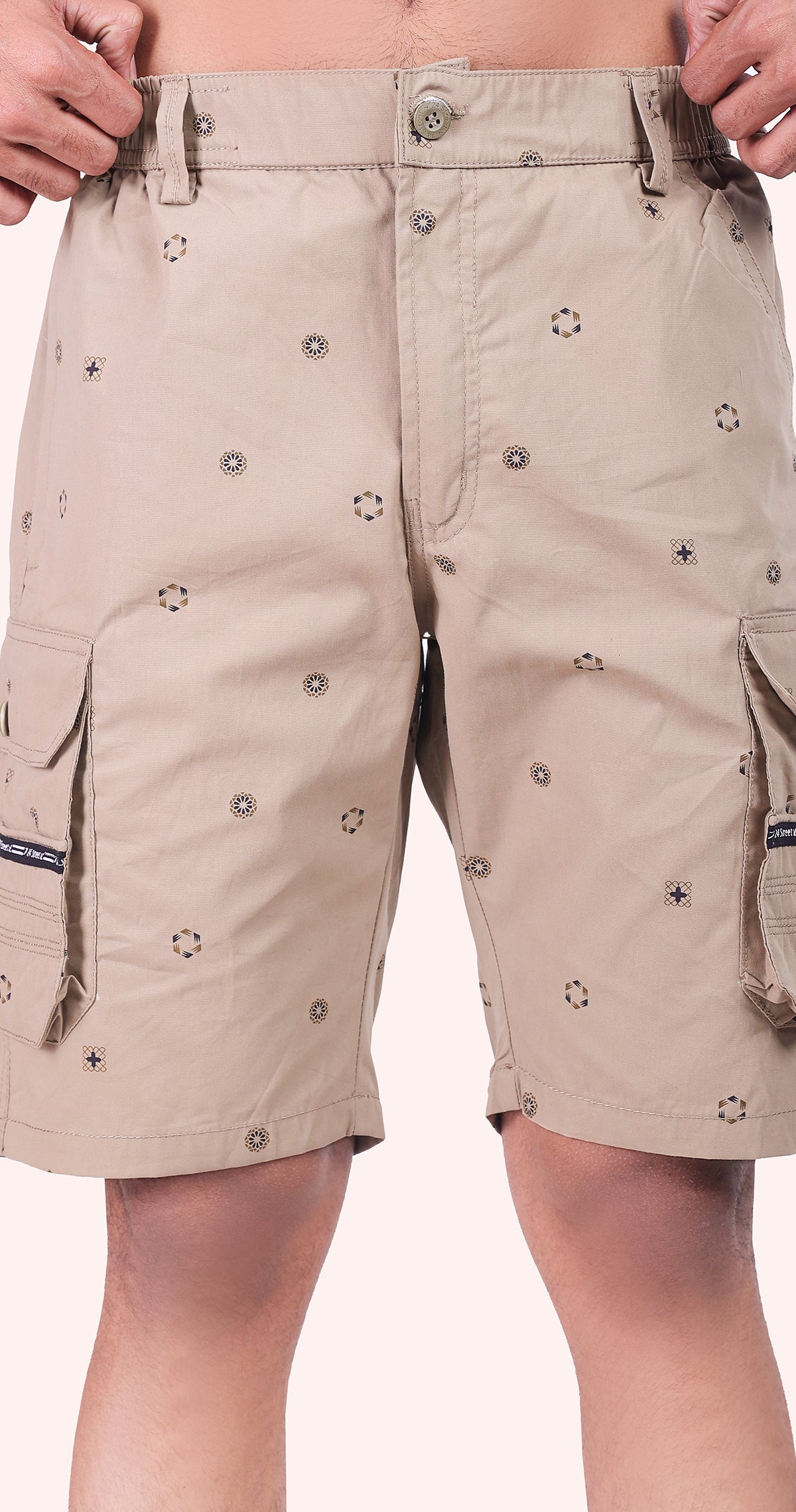 Men's Beige Palm Paradise Printed Bermuda Comfort Cotton