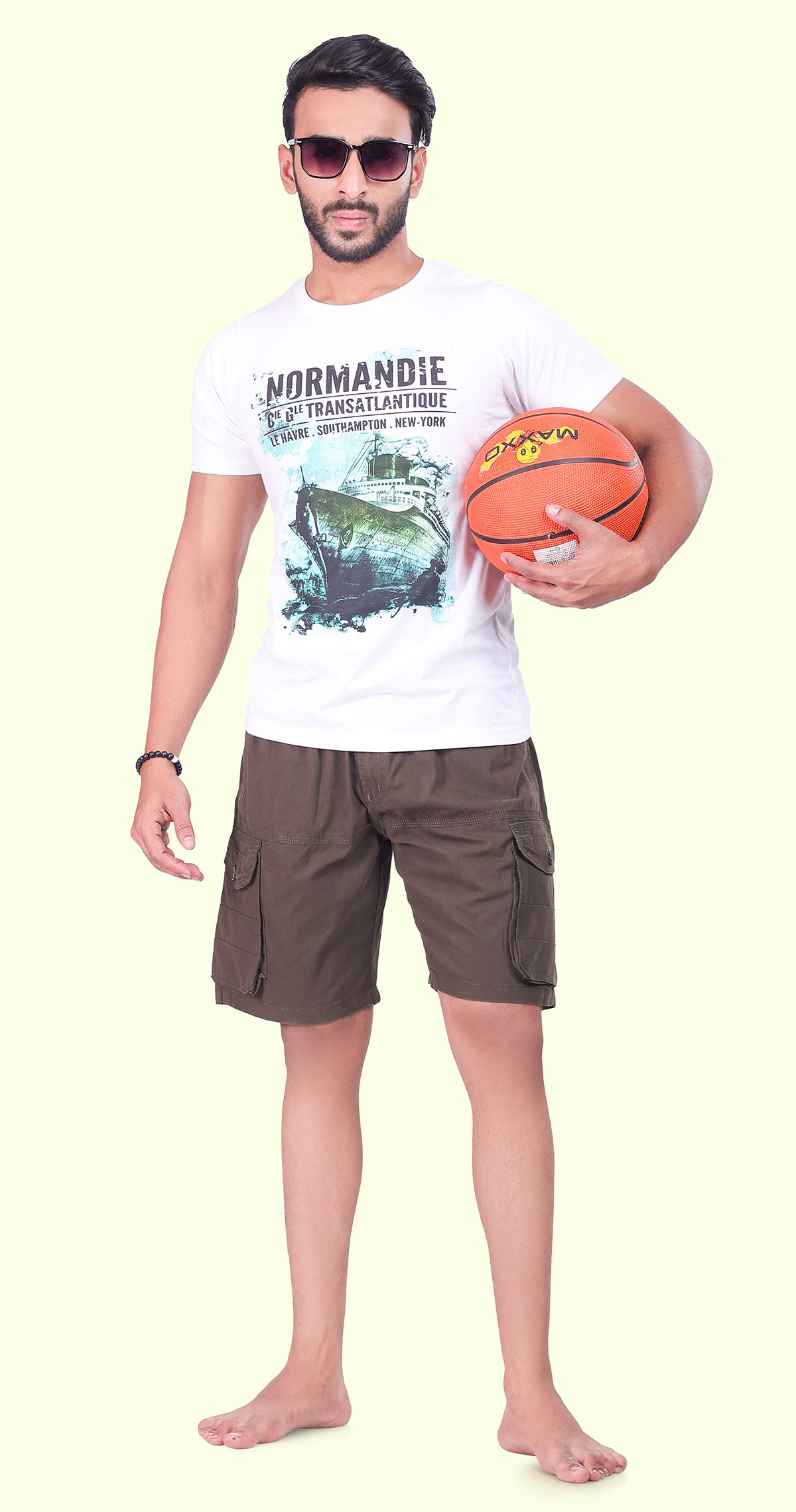 Men's Olive Green Sand Done Solid Bermuda Comfort Cotton