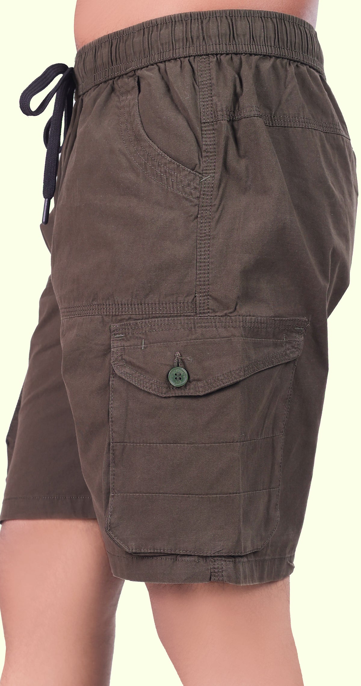 Men's Olive Green Sand Done Solid Bermuda Comfort Cotton