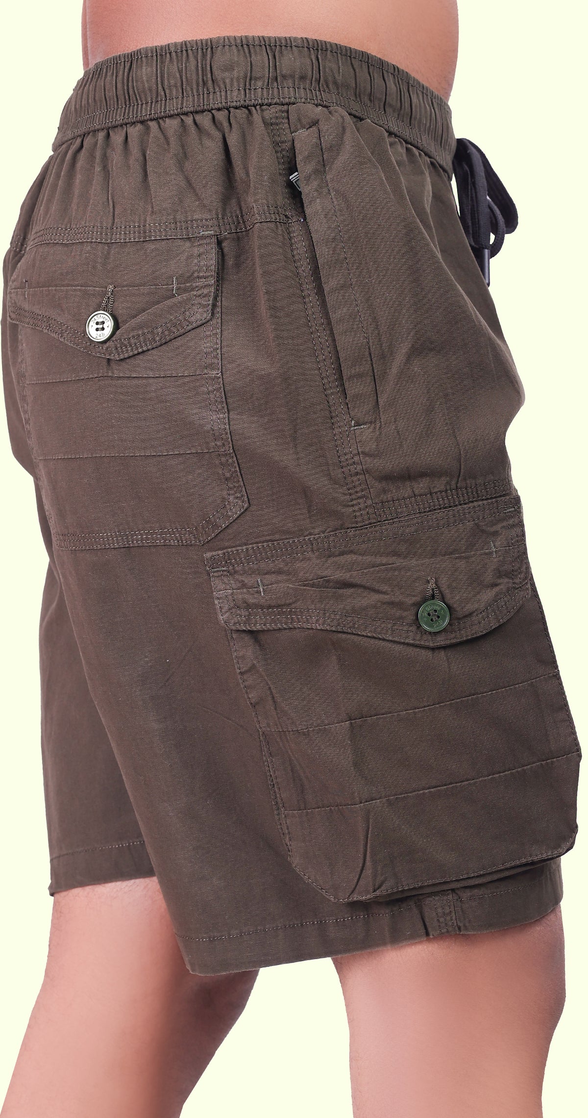 Men's Olive Green Sand Done Solid Bermuda Comfort Cotton