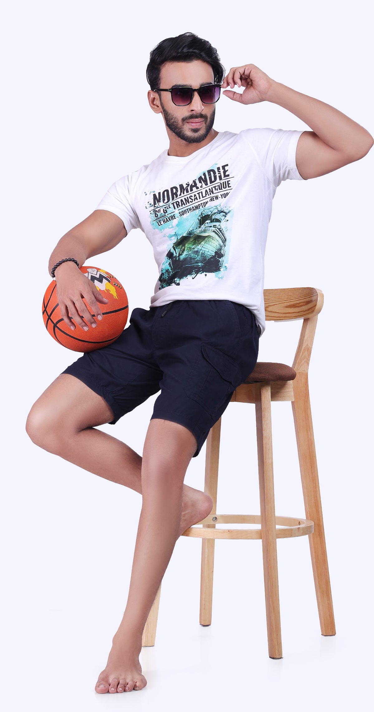 Men's Blue Sun Chic Solid Bermuda Comfort Cotton