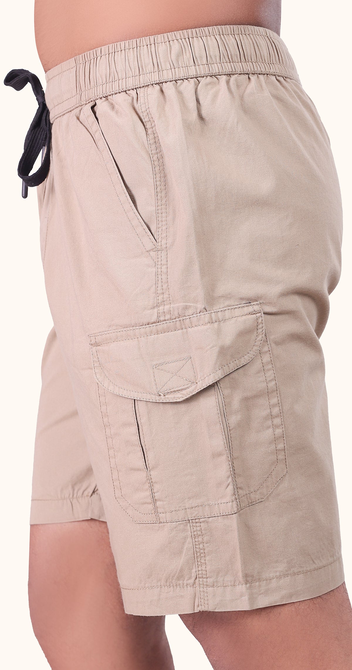 Men's Beige Sun Chic Solid Bermuda Comfort Cotton