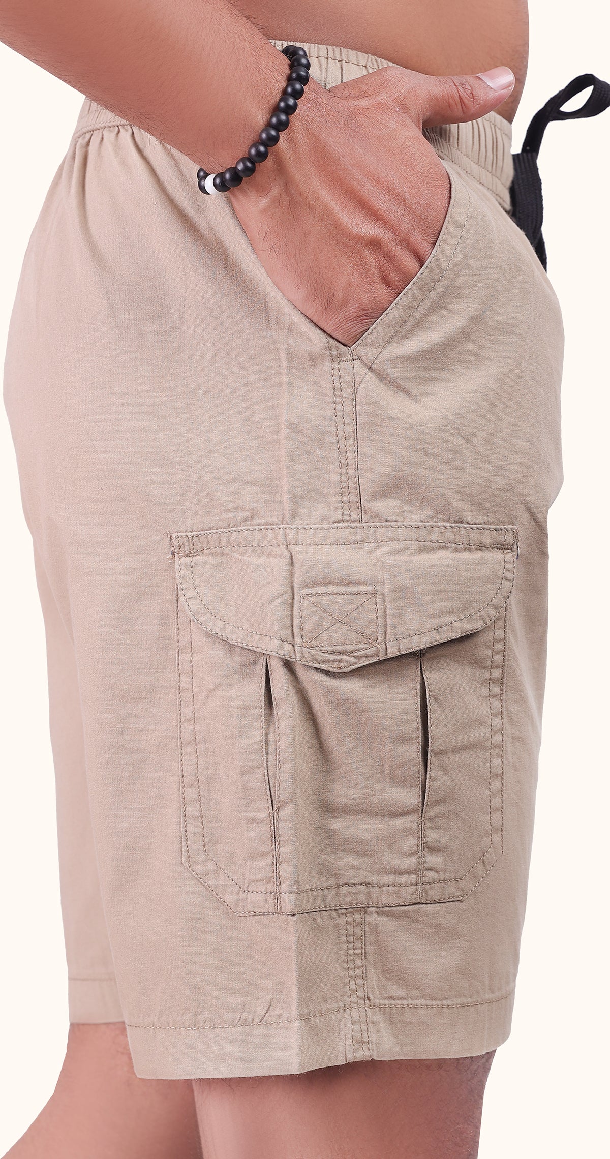 Men's Beige Sun Chic Solid Bermuda Comfort Cotton