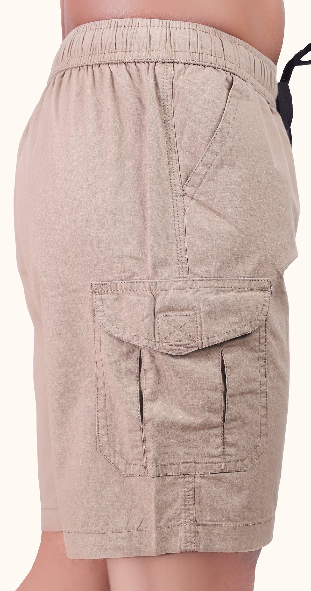Men's Beige Sun Chic Solid Bermuda Comfort Cotton