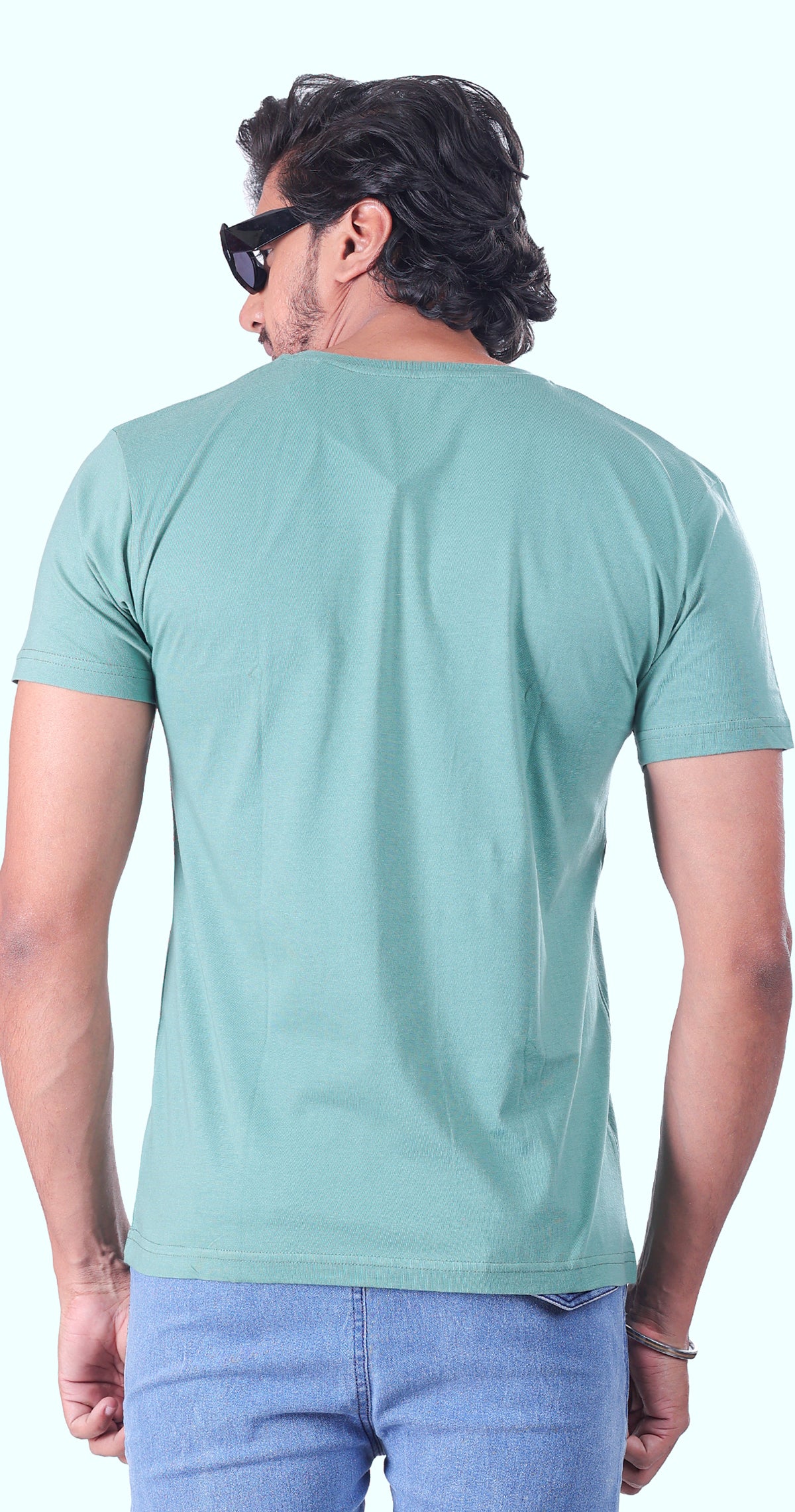 Black And Light Green Plain T-Shirts - Set Of 2