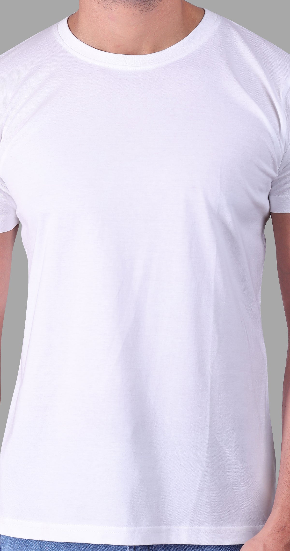 White And Navy Blue Plain T-Shirts - Set Of 2