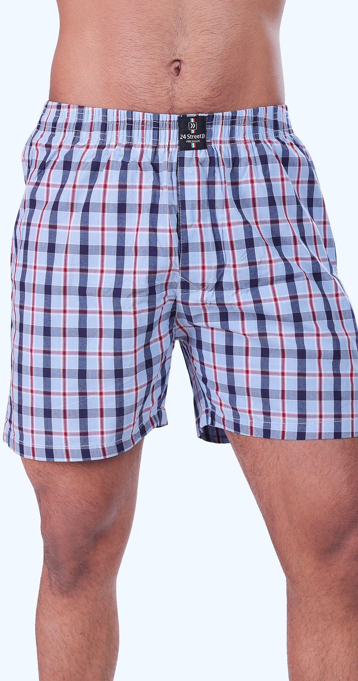 Men's Light Blue Trendy Boxer Checks Print