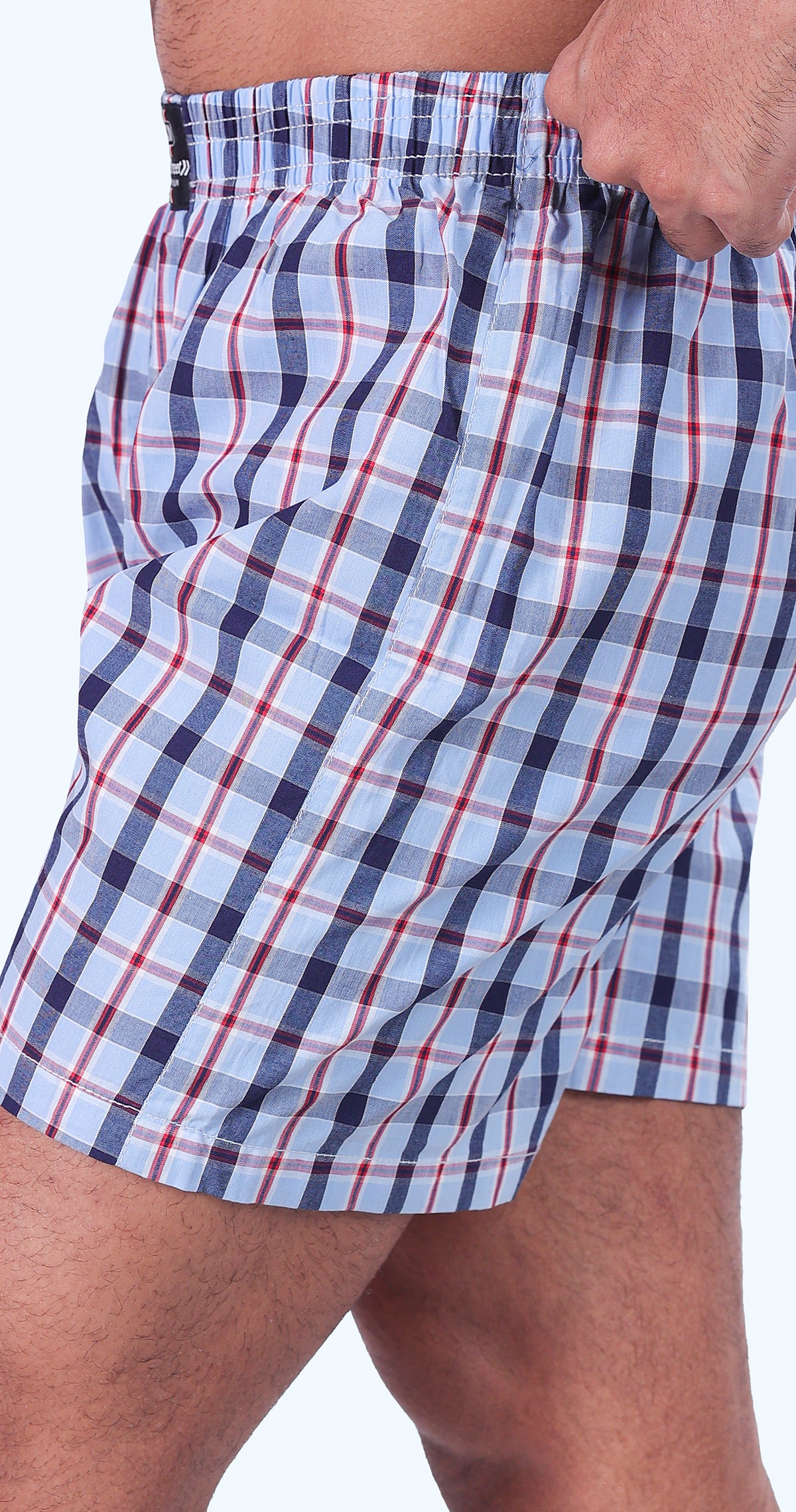 Men's Light Blue Trendy Boxer Checks Print