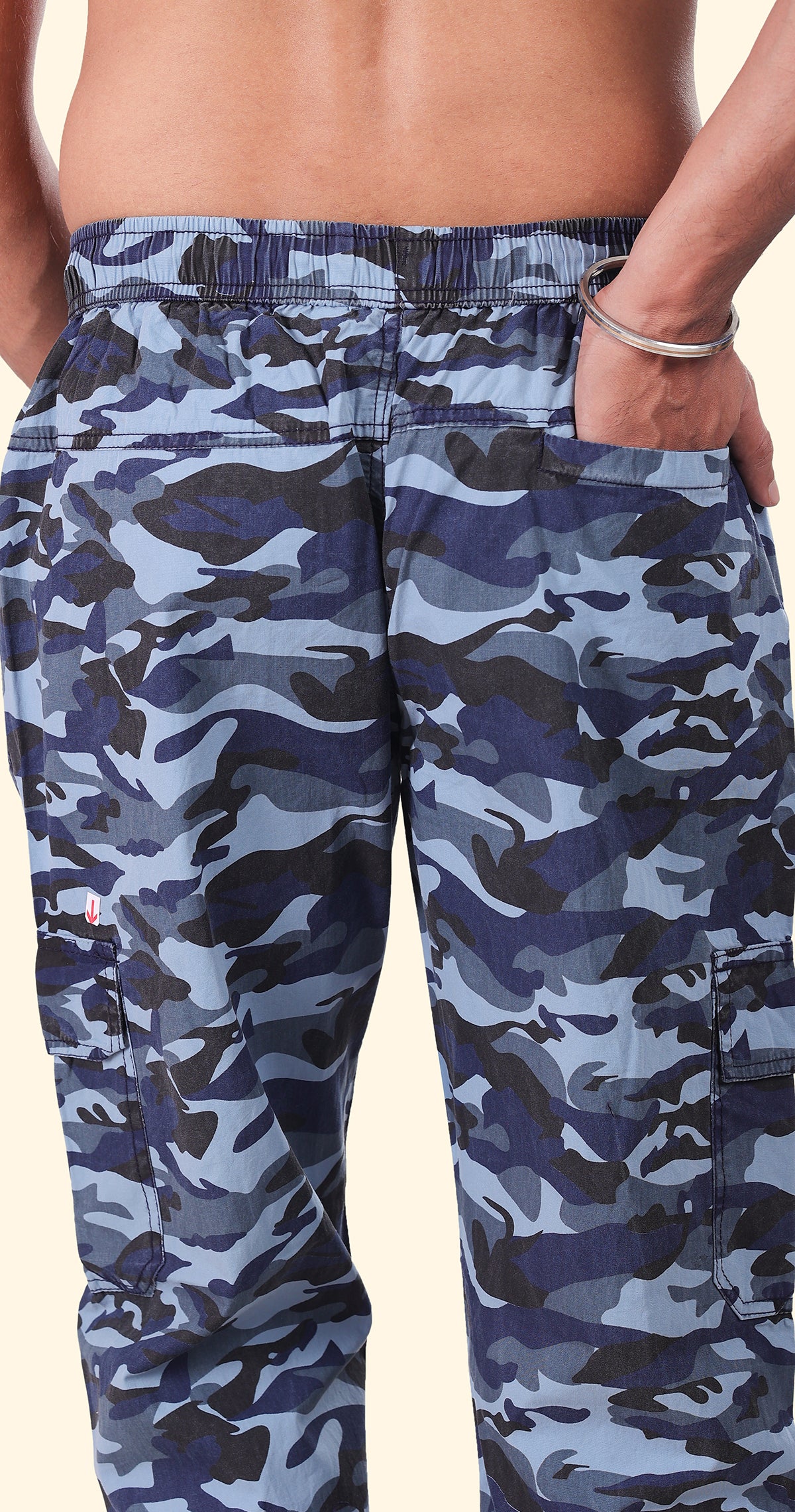 Men's Blue Tranquil Wear Pyjama Pants Military Print Comfort Cotton
