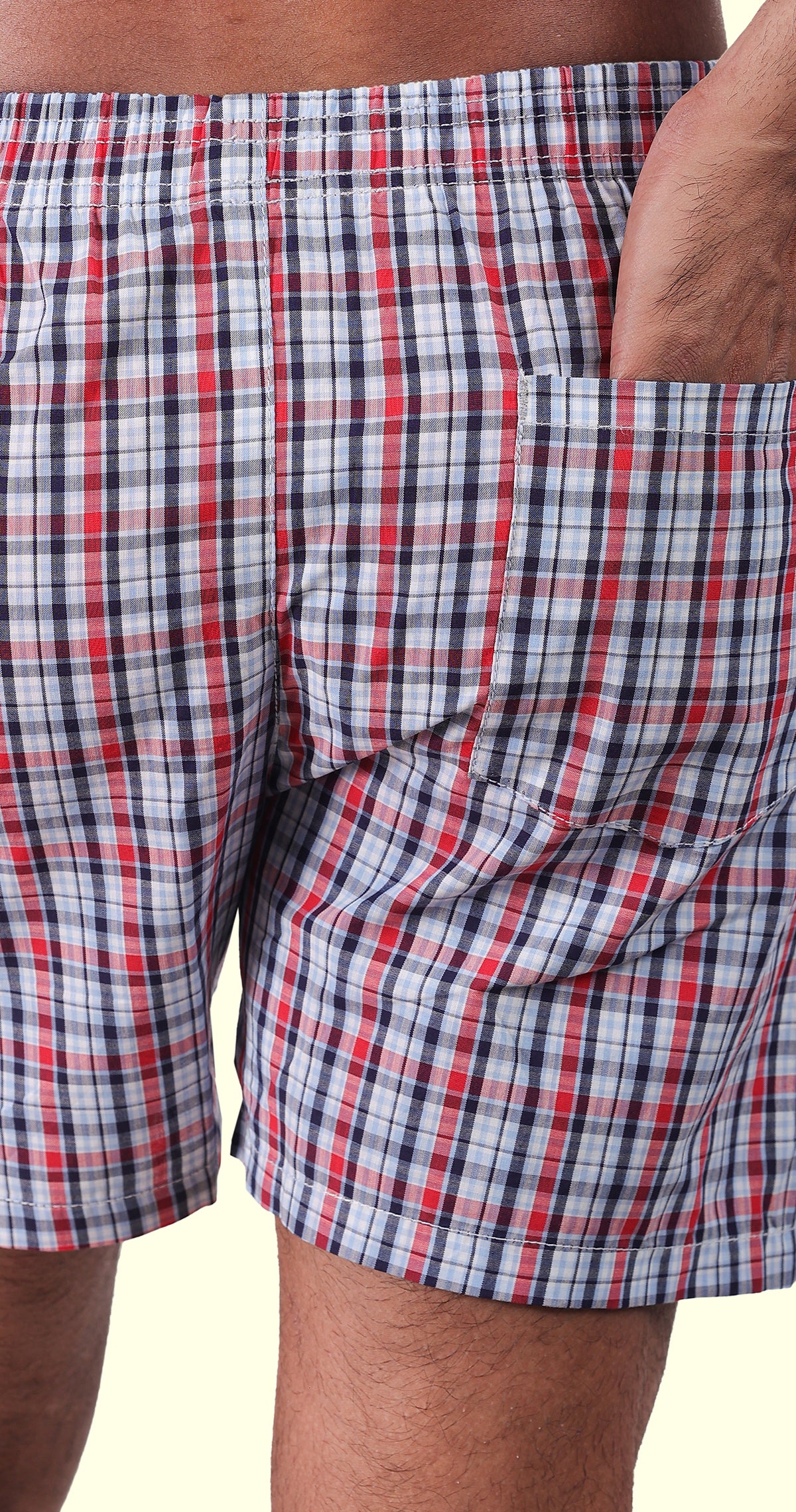 Men's Red and Grey Trendy Boxer Checks Print