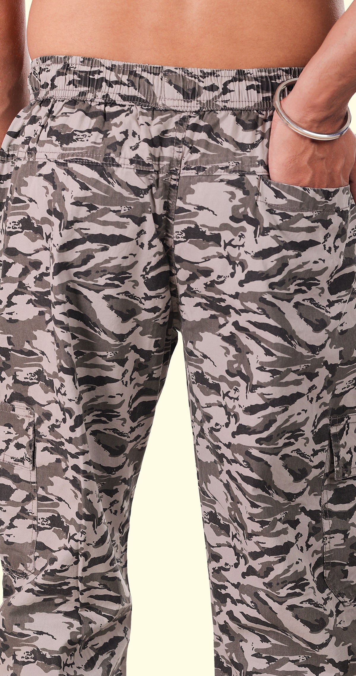 Men's Grey Tranquil Wear Pyjama Pants Military Print Comfort Cotton