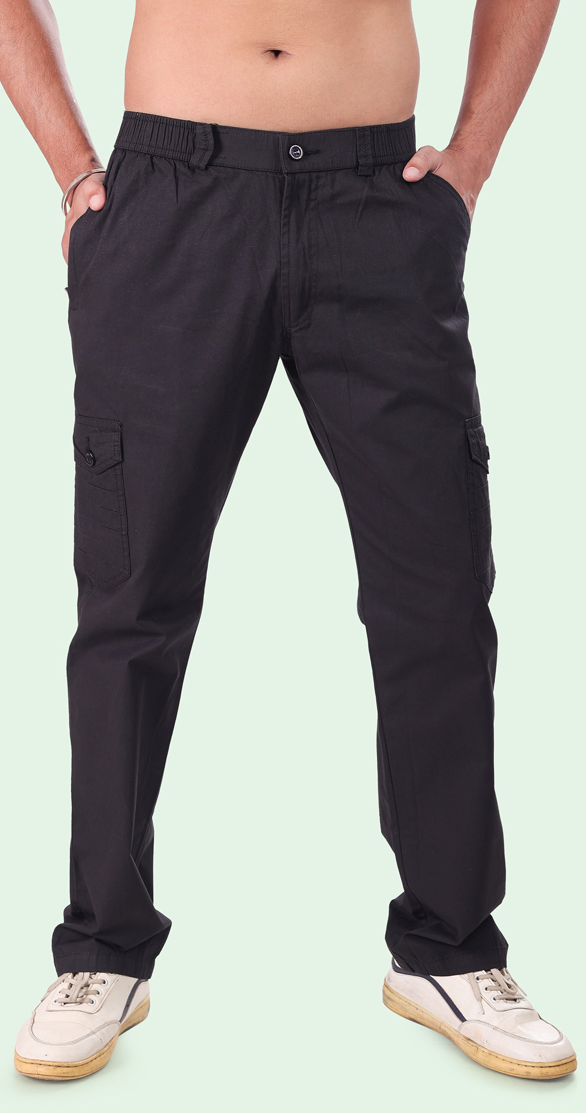 Men's Black Relaxation Pyjama Pants Solid Comfort Cotton