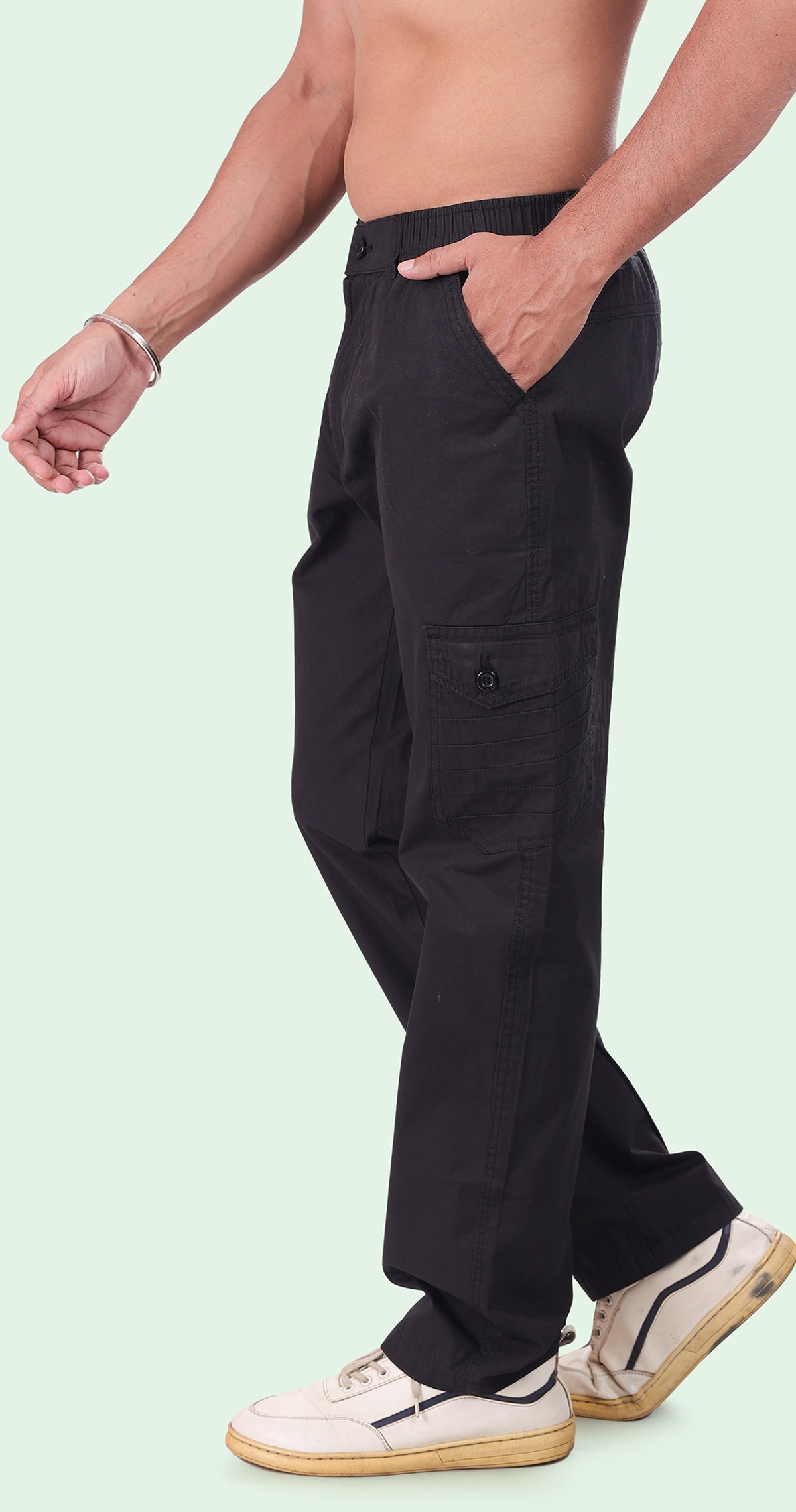 Men's Black Relaxation Pyjama Pants Solid Comfort Cotton