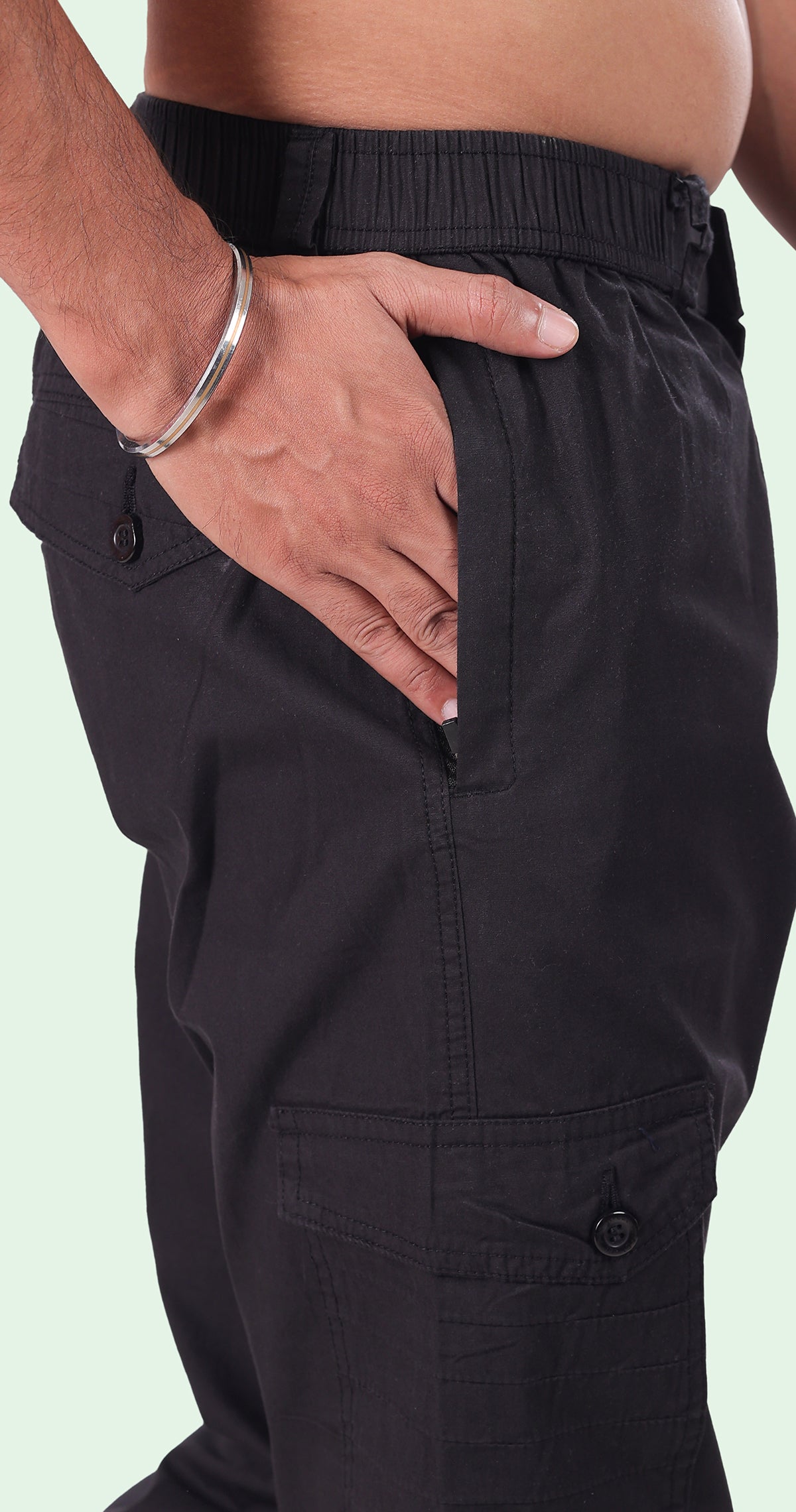 Men's Black Relaxation Pyjama Pants Solid Comfort Cotton