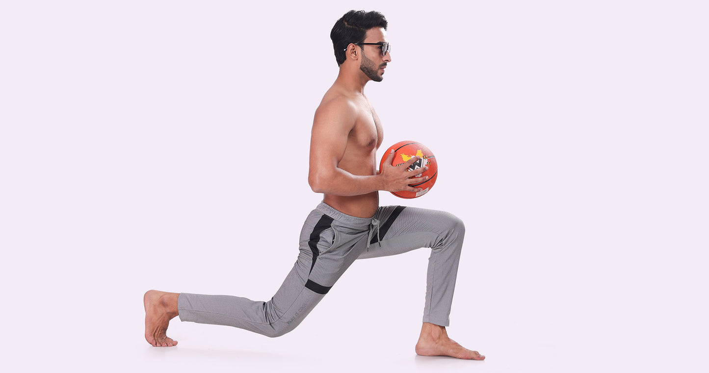 Men's Grey Dynamic fit Sports Pants Soild sweat Control