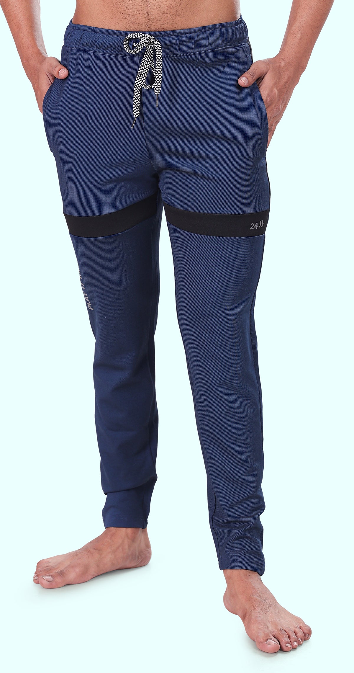 Men's Blue Dynamic fit Sports Pants Soild sweat Control