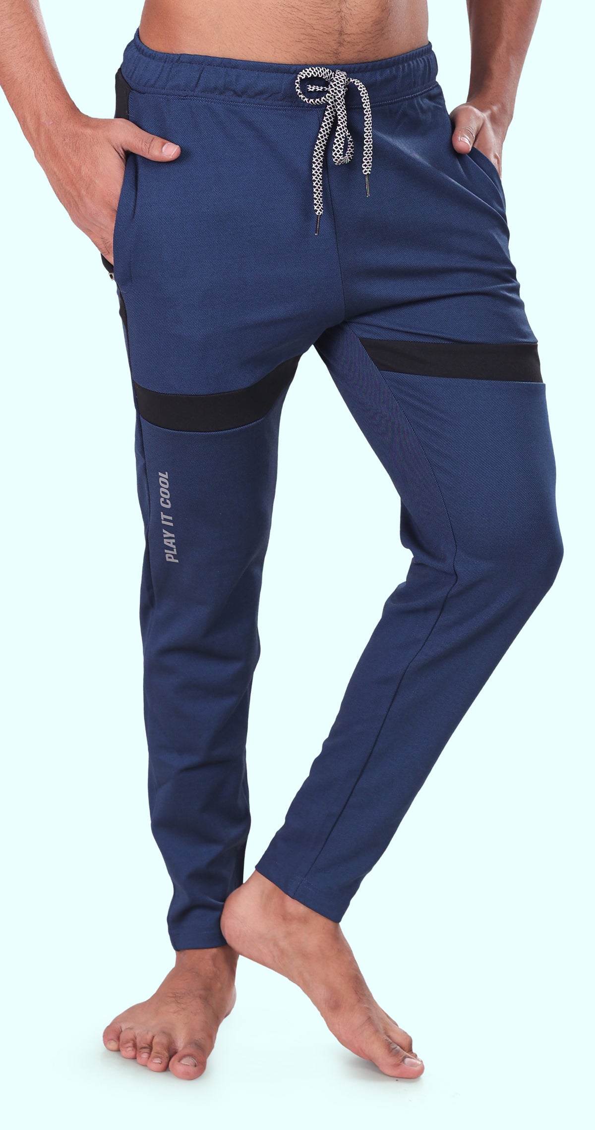 Men's Blue Dynamic fit Sports Pants Soild sweat Control