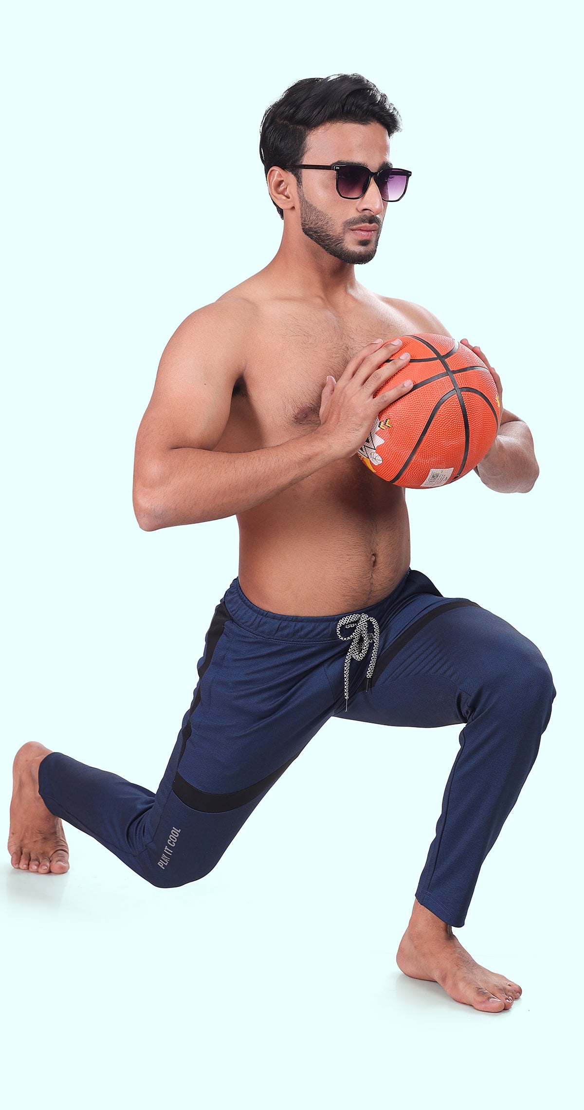 Men's Blue Dynamic fit Sports Pants Soild sweat Control