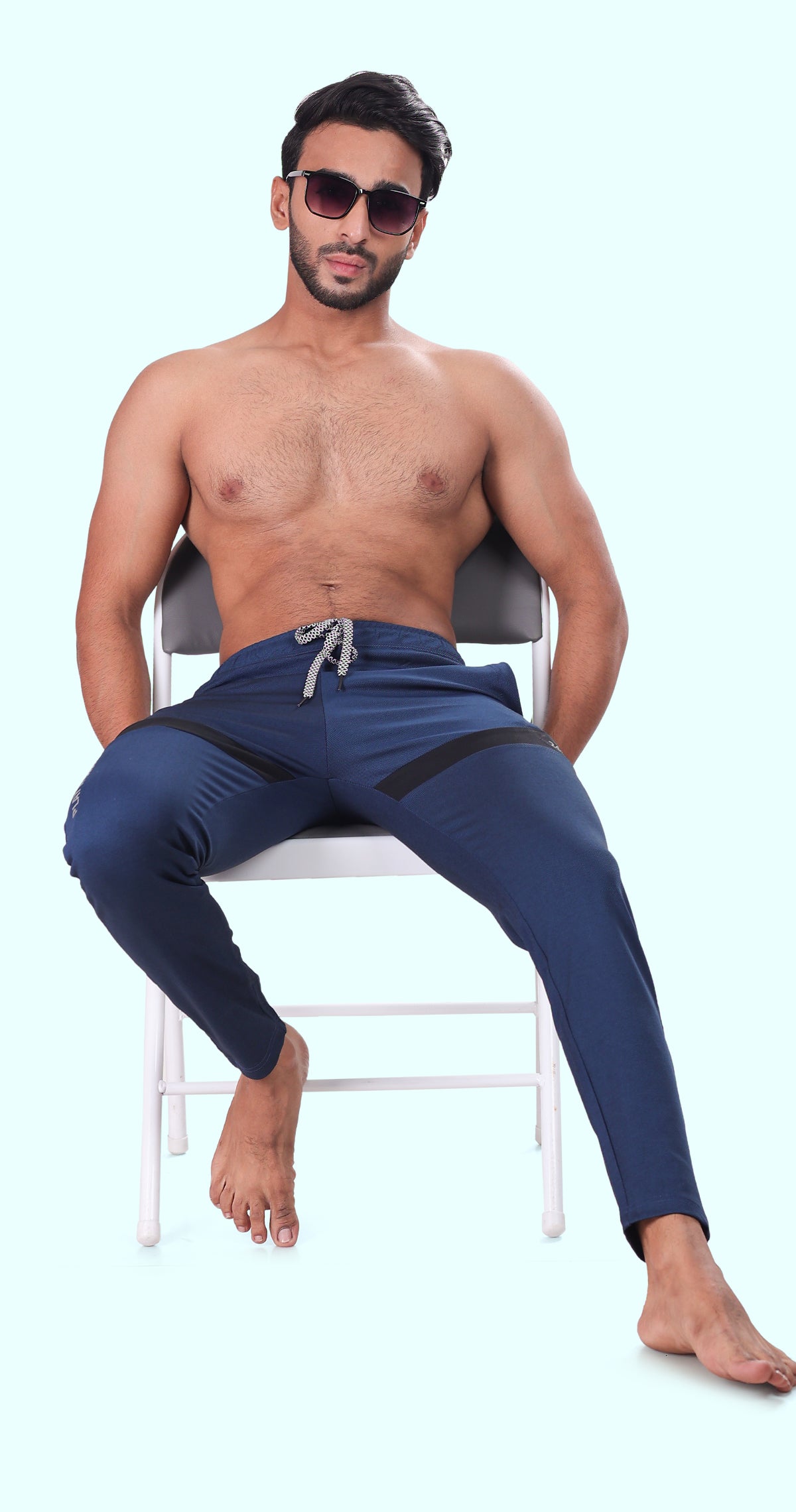 Men's Blue Dynamic fit Sports Pants Soild sweat Control