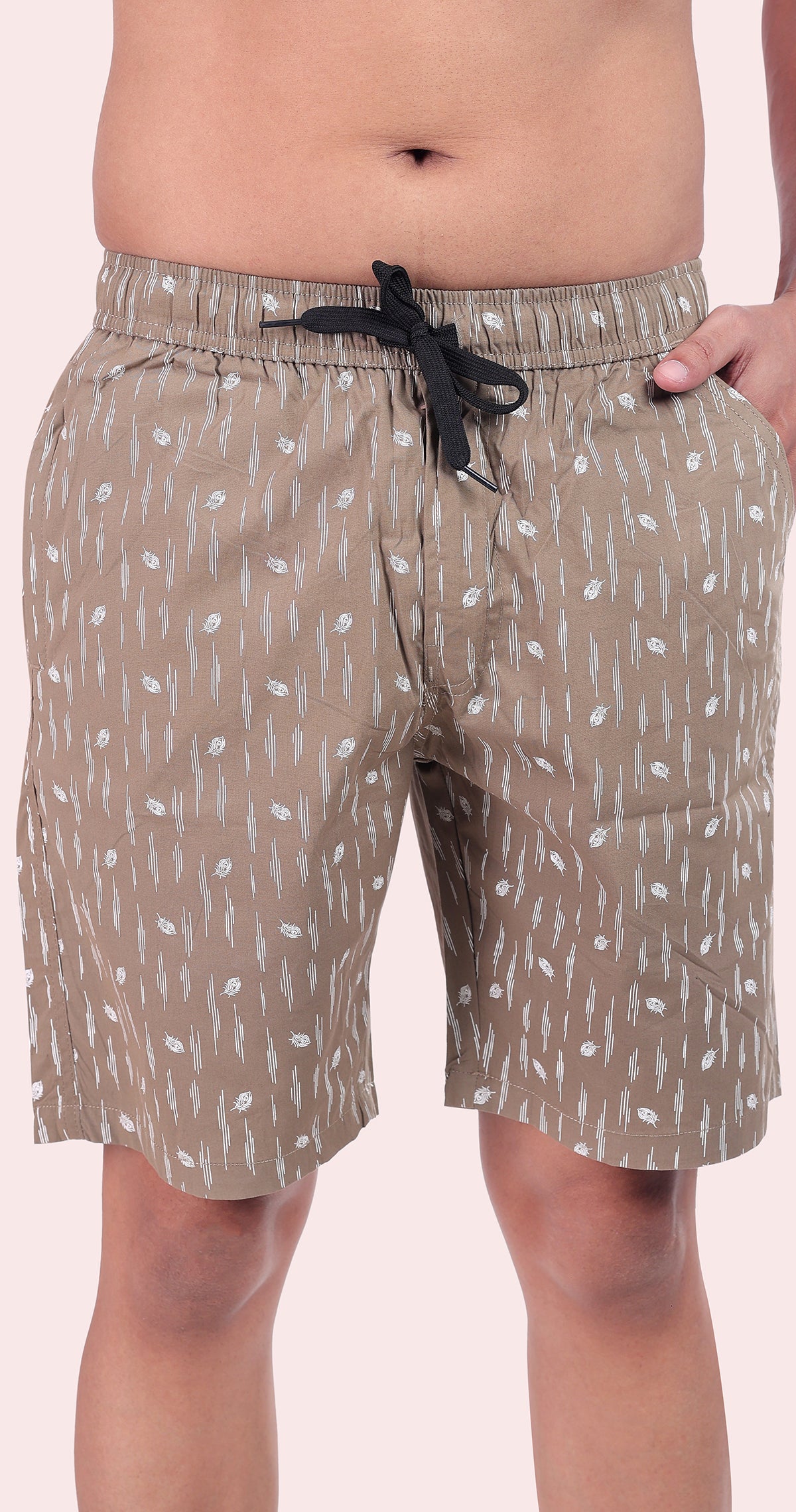 Men's Beige Island Threads Printed Bermuda Comfort Cotton