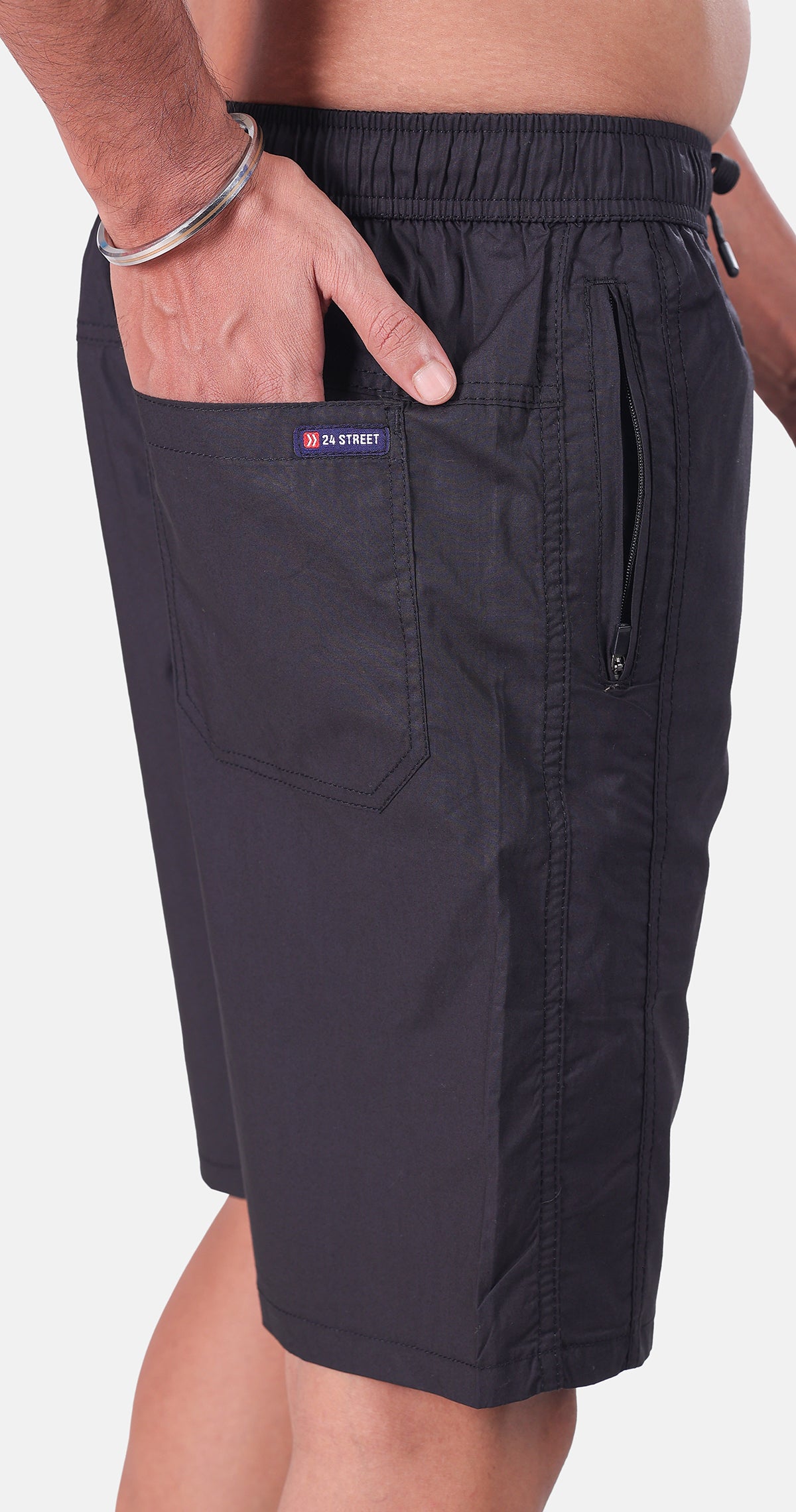 Men's Black Bermuda Vibe Solid Comfort Cotton
