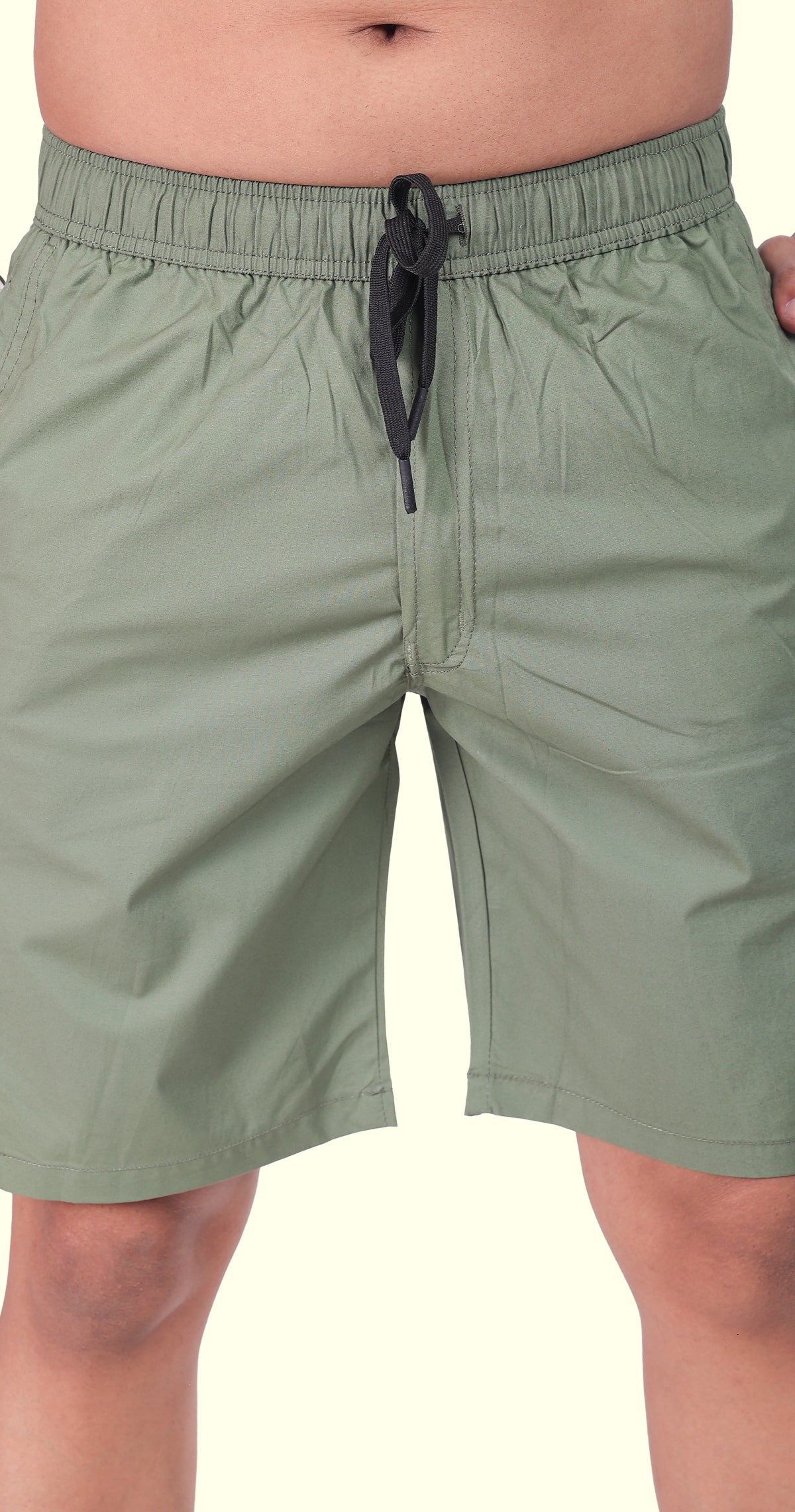 Men's Olive Green Bermuda Vibe Solid Comfort Cotton