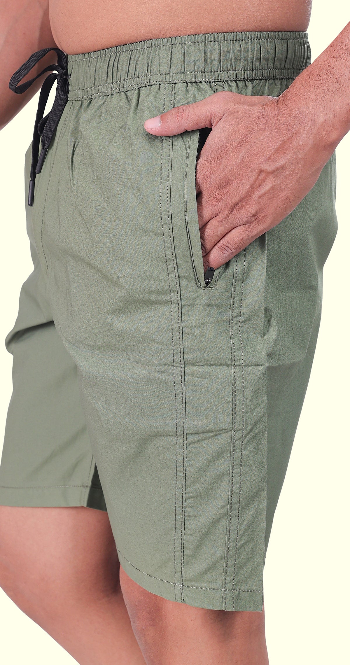 Men's Olive Green Bermuda Vibe Solid Comfort Cotton