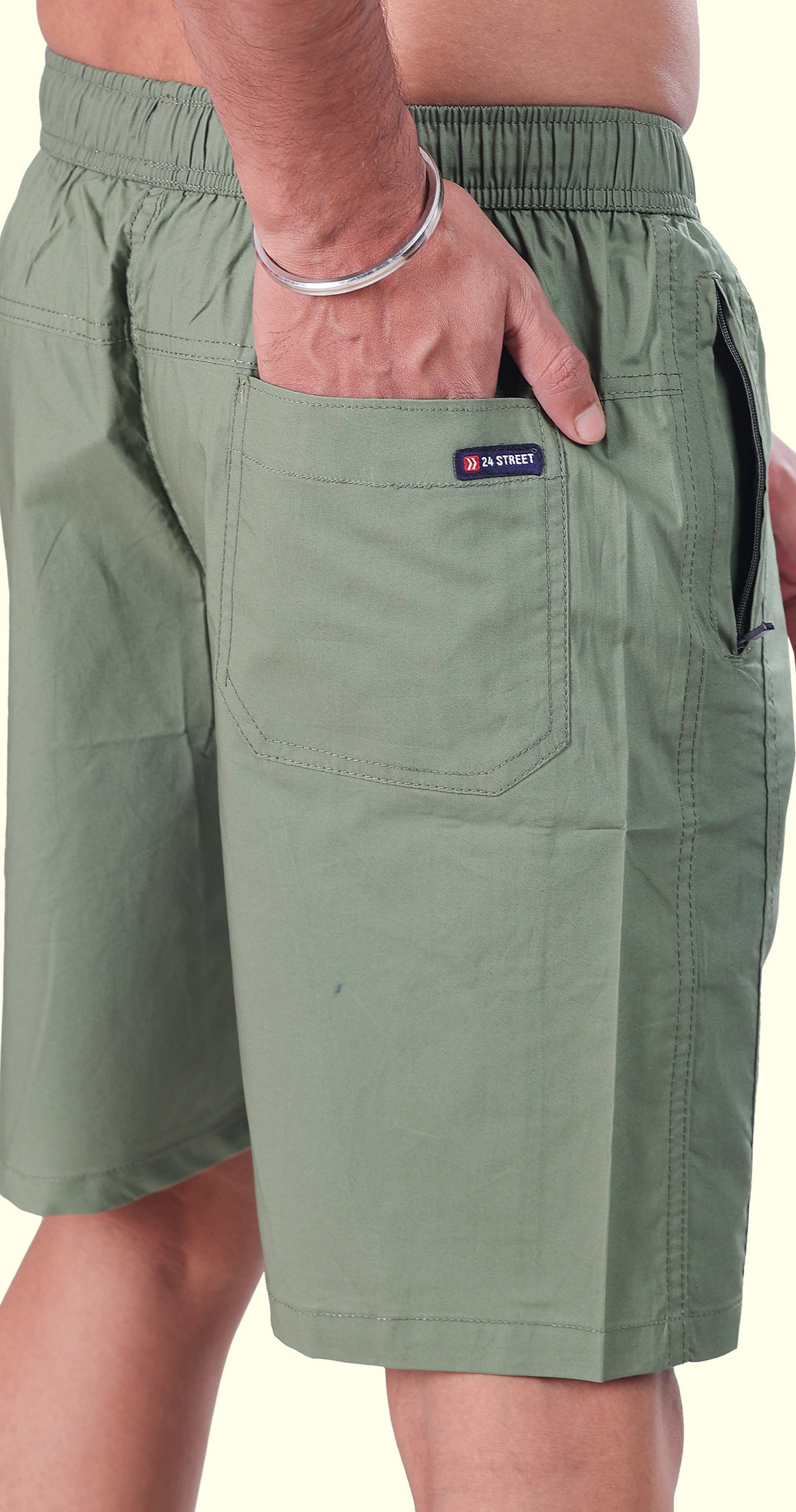 Men's Olive Green Bermuda Vibe Solid Comfort Cotton