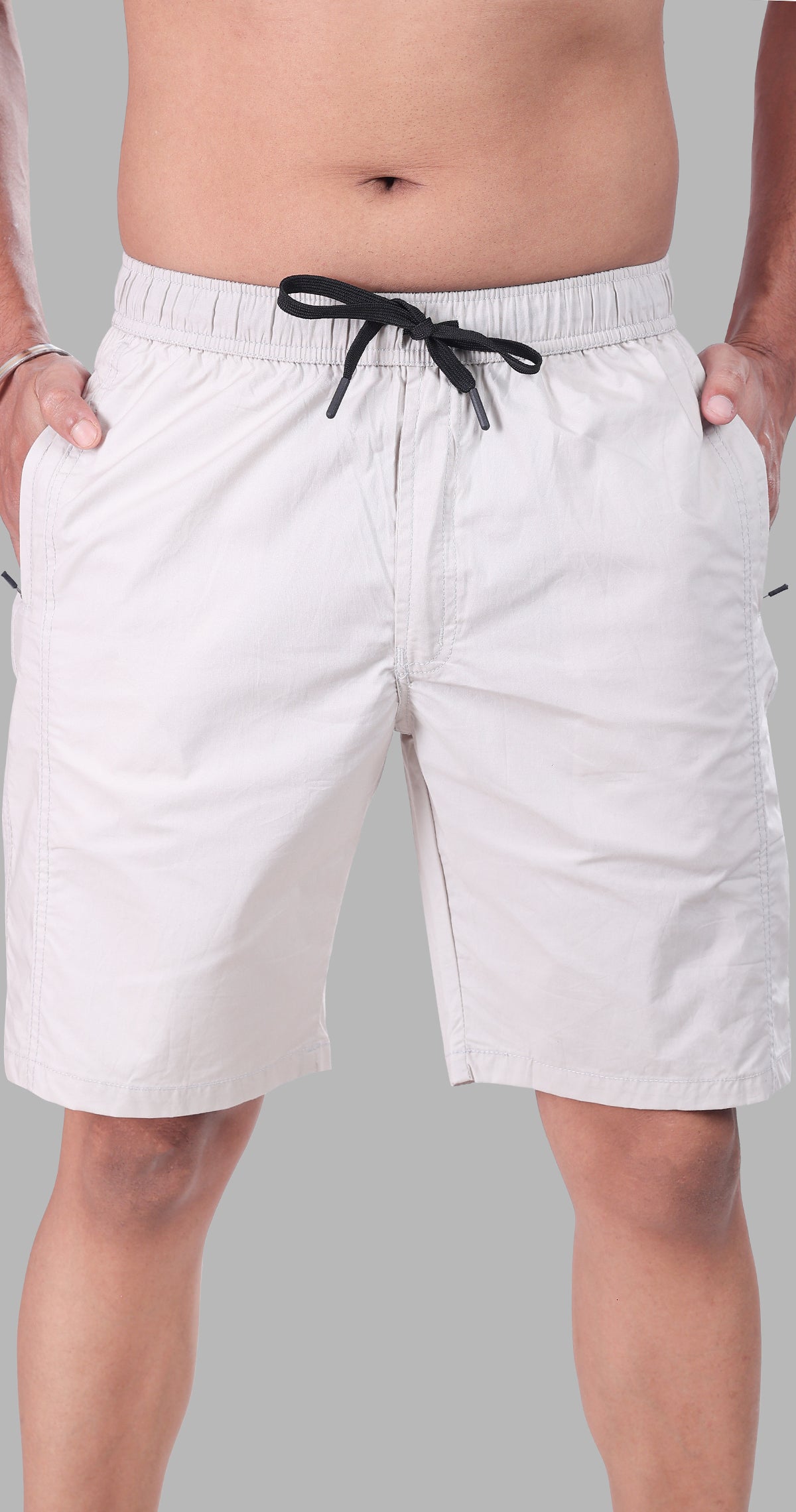 Men's Light Grey Bermuda Vibe Solid Comfort Cotton
