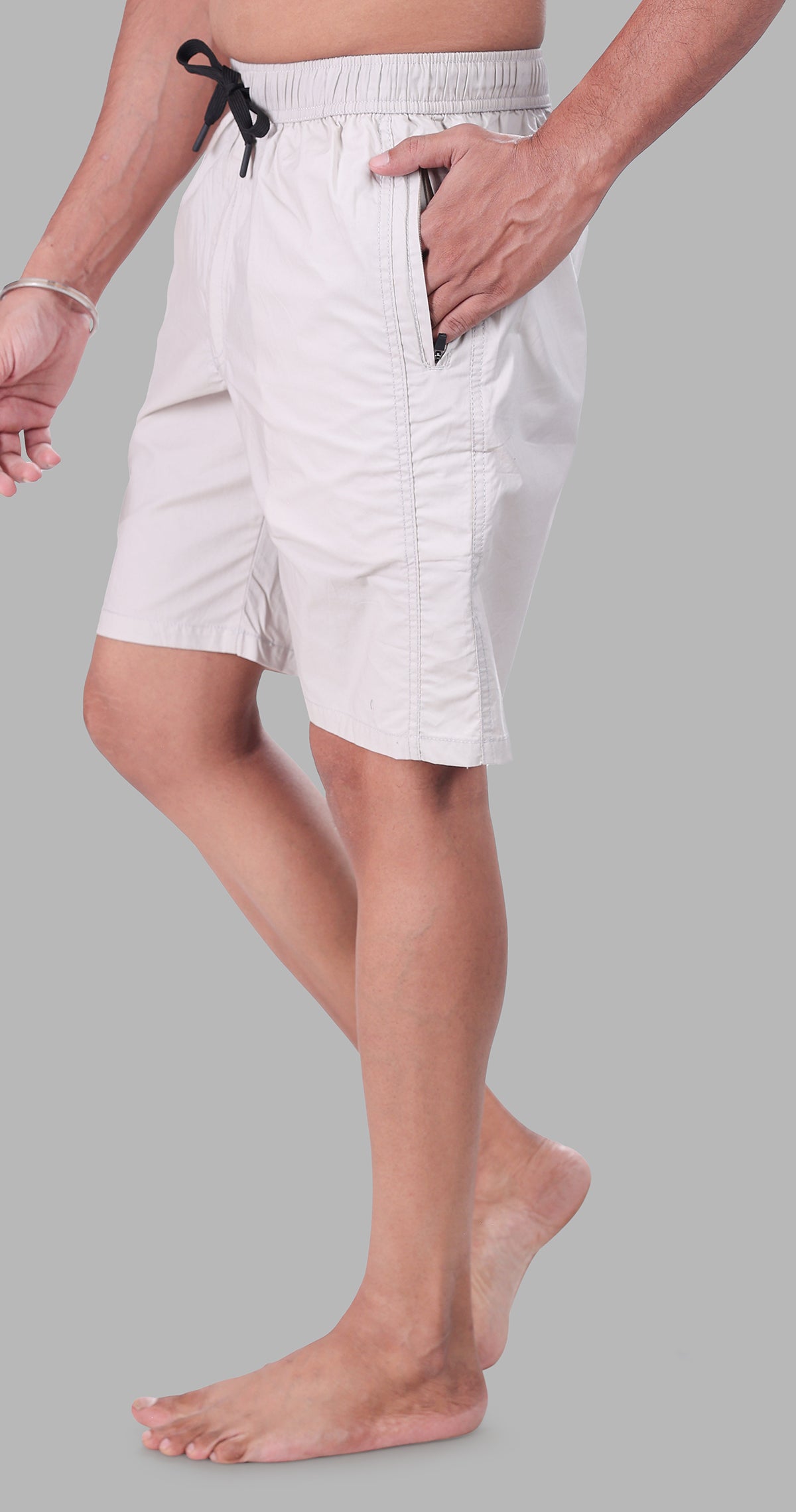 Men's Light Grey Bermuda Vibe Solid Comfort Cotton