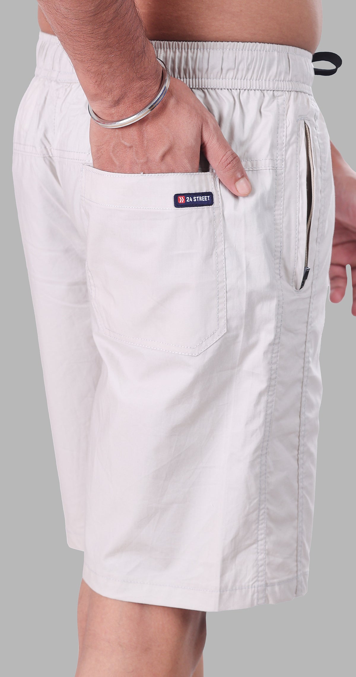 Men's Light Grey Bermuda Vibe Solid Comfort Cotton