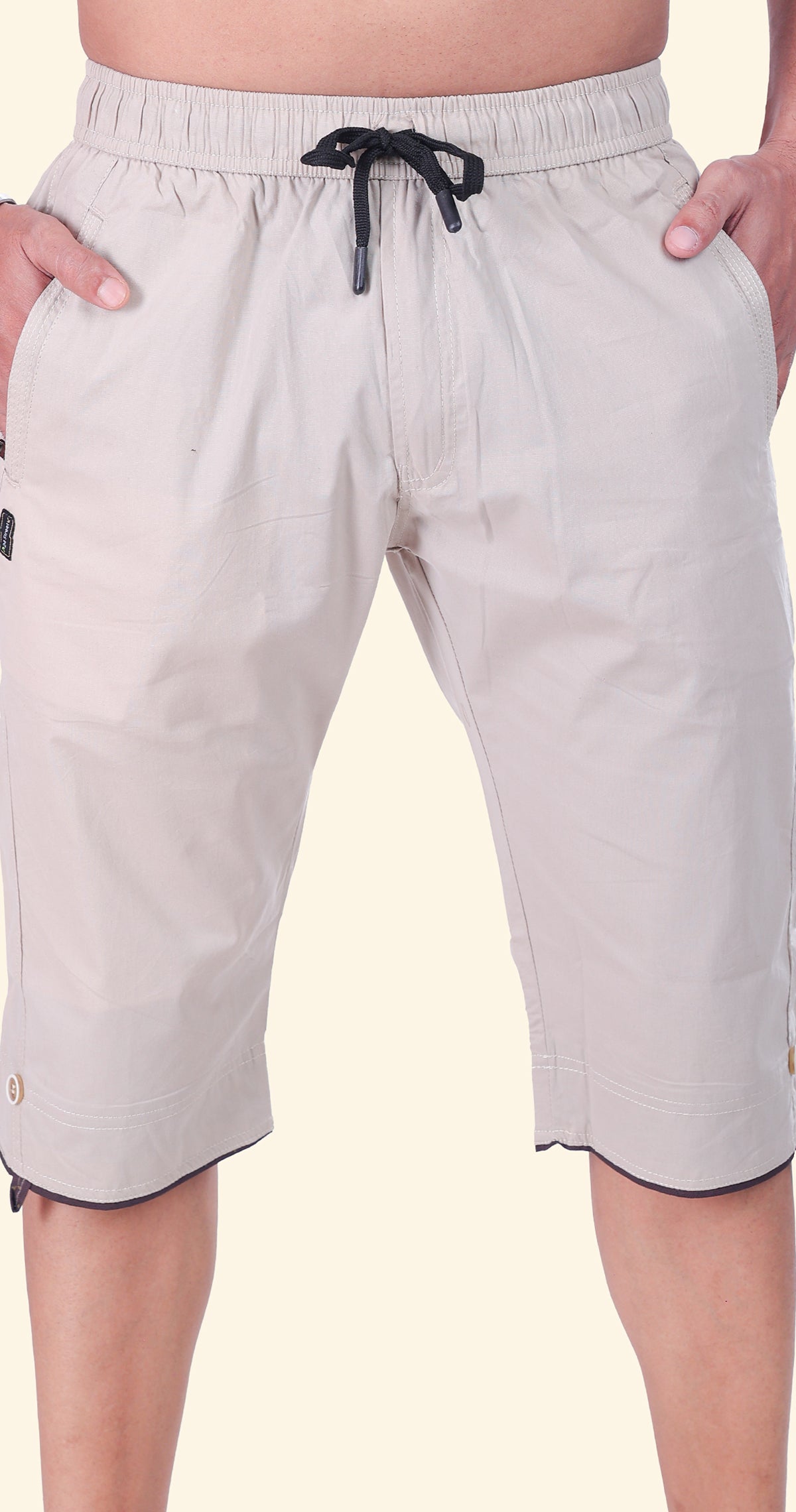 Men's Cornsilk Summer Ease Capri Solid Print Comfort Cotton