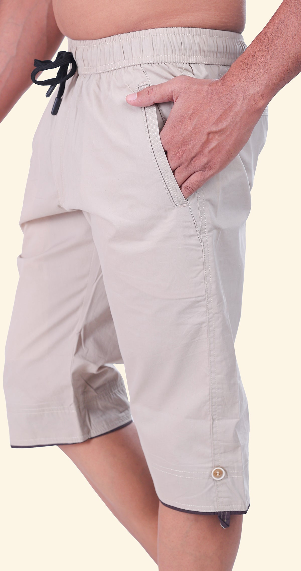 Men's Cornsilk Summer Ease Capri Solid Print Comfort Cotton